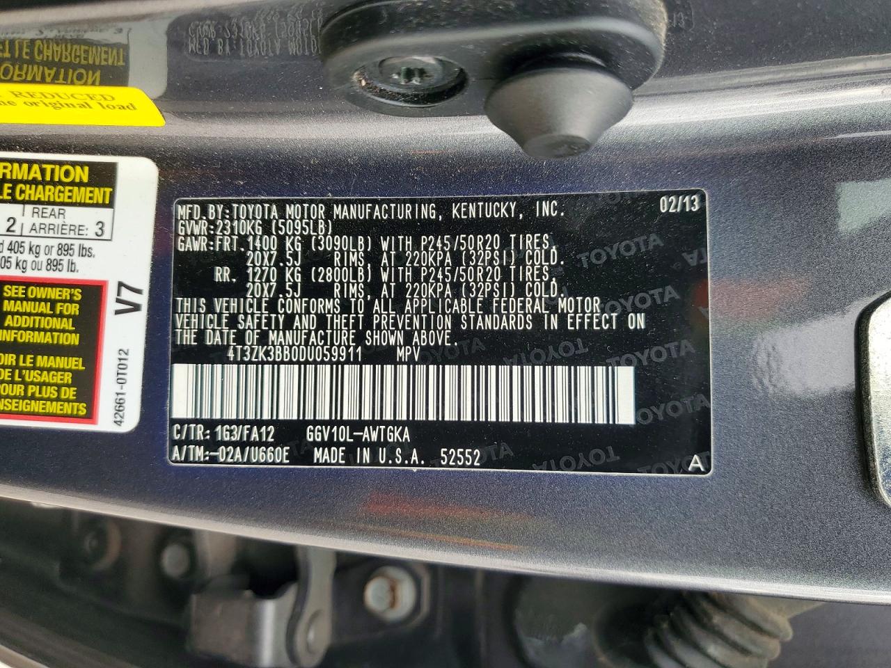 2013 Toyota Venza Le Gray vin: 4T3ZK3BB0DU059911