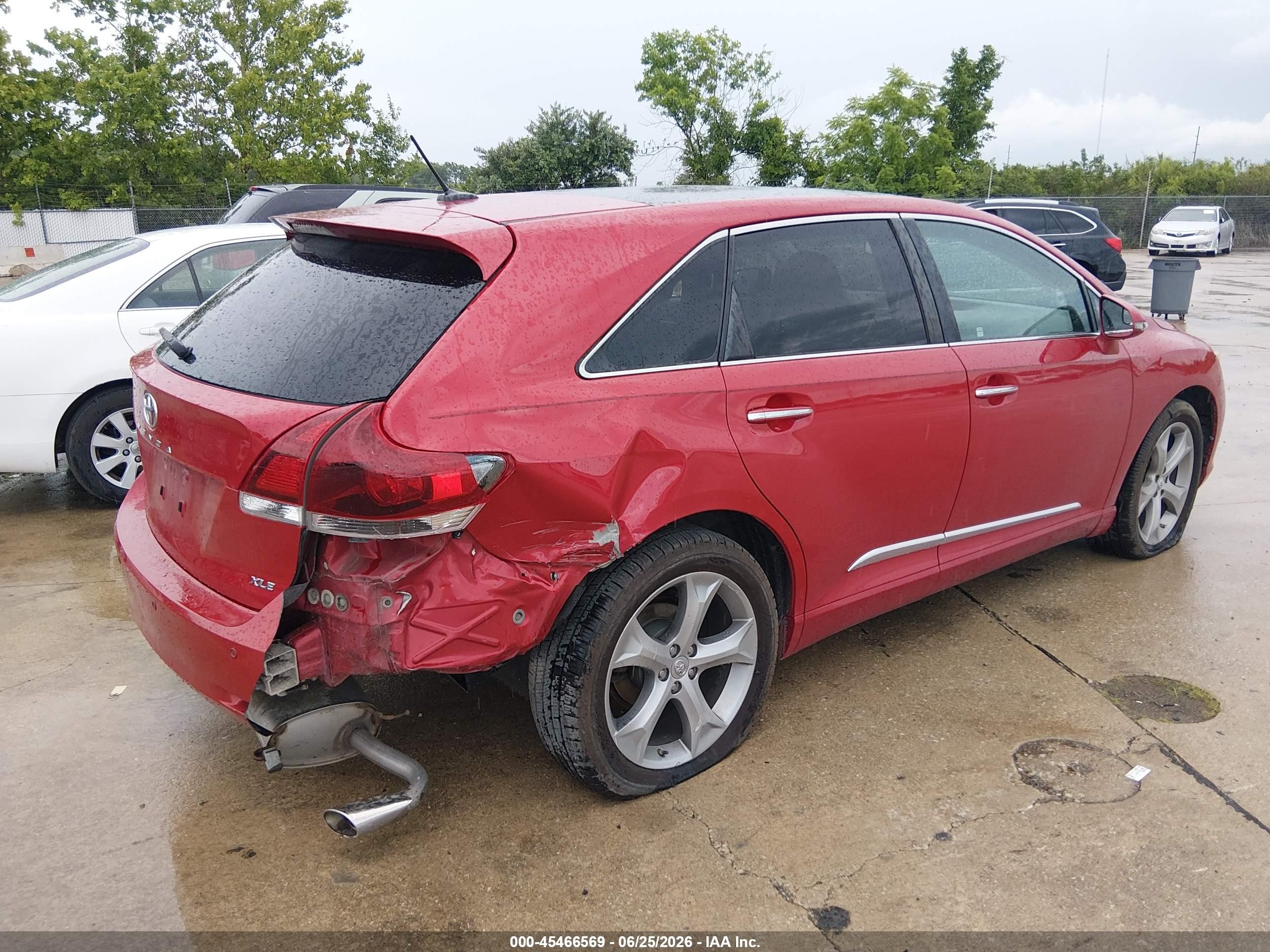 2013 Toyota Venza Xle V6 Red vin: 4T3ZK3BB0DU062940
