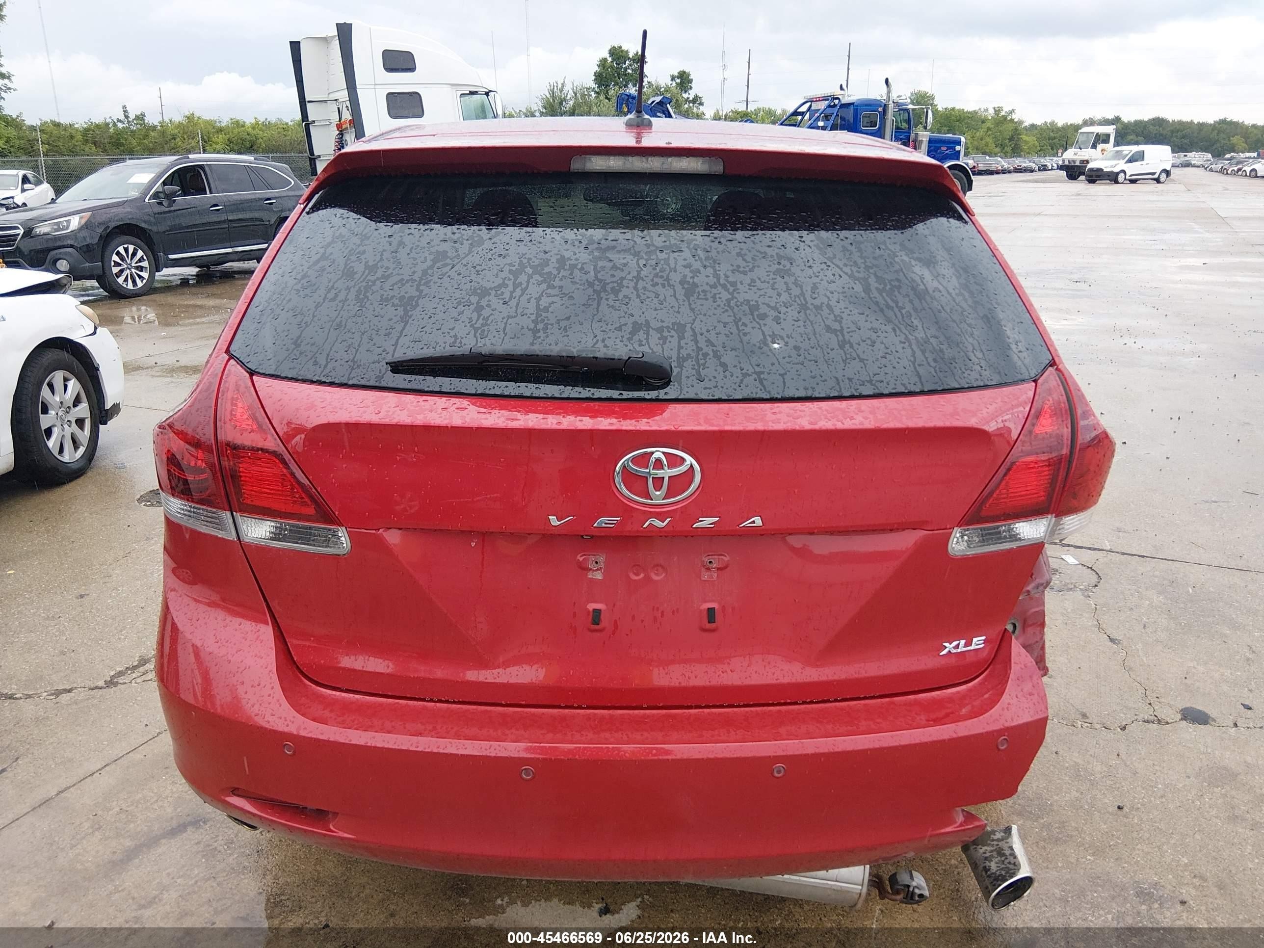 2013 Toyota Venza Xle V6 Red vin: 4T3ZK3BB0DU062940