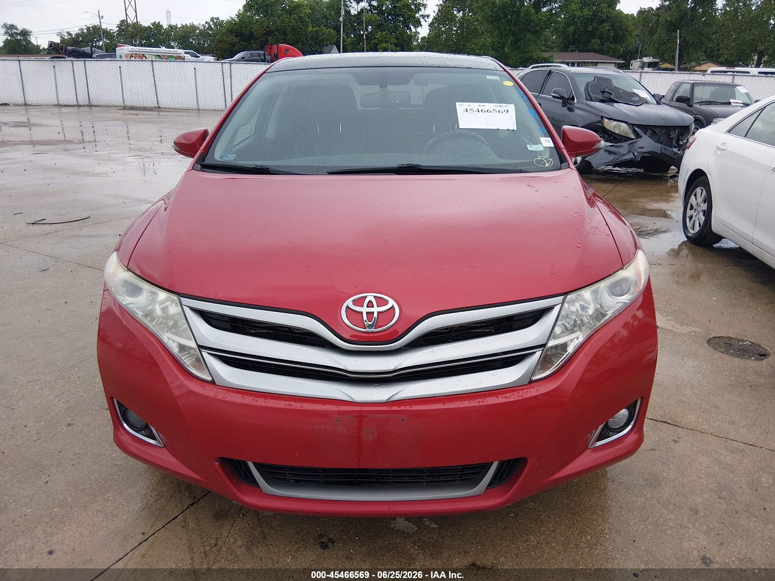 2013 Toyota Venza Xle V6 Red vin: 4T3ZK3BB0DU062940