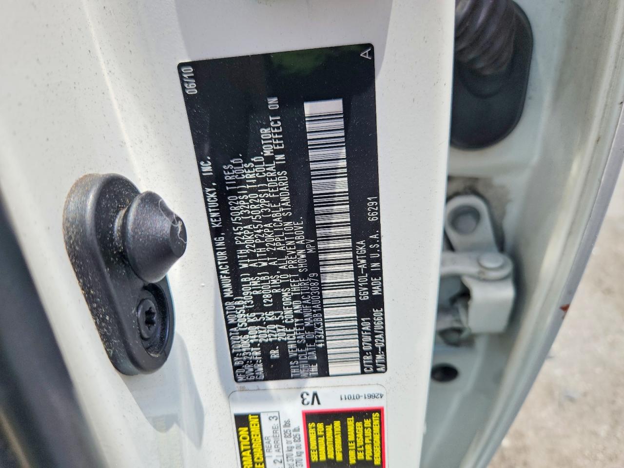 2010 Toyota Venza Fwd V6 Белый vin: 4T3ZK3BB1AU030879
