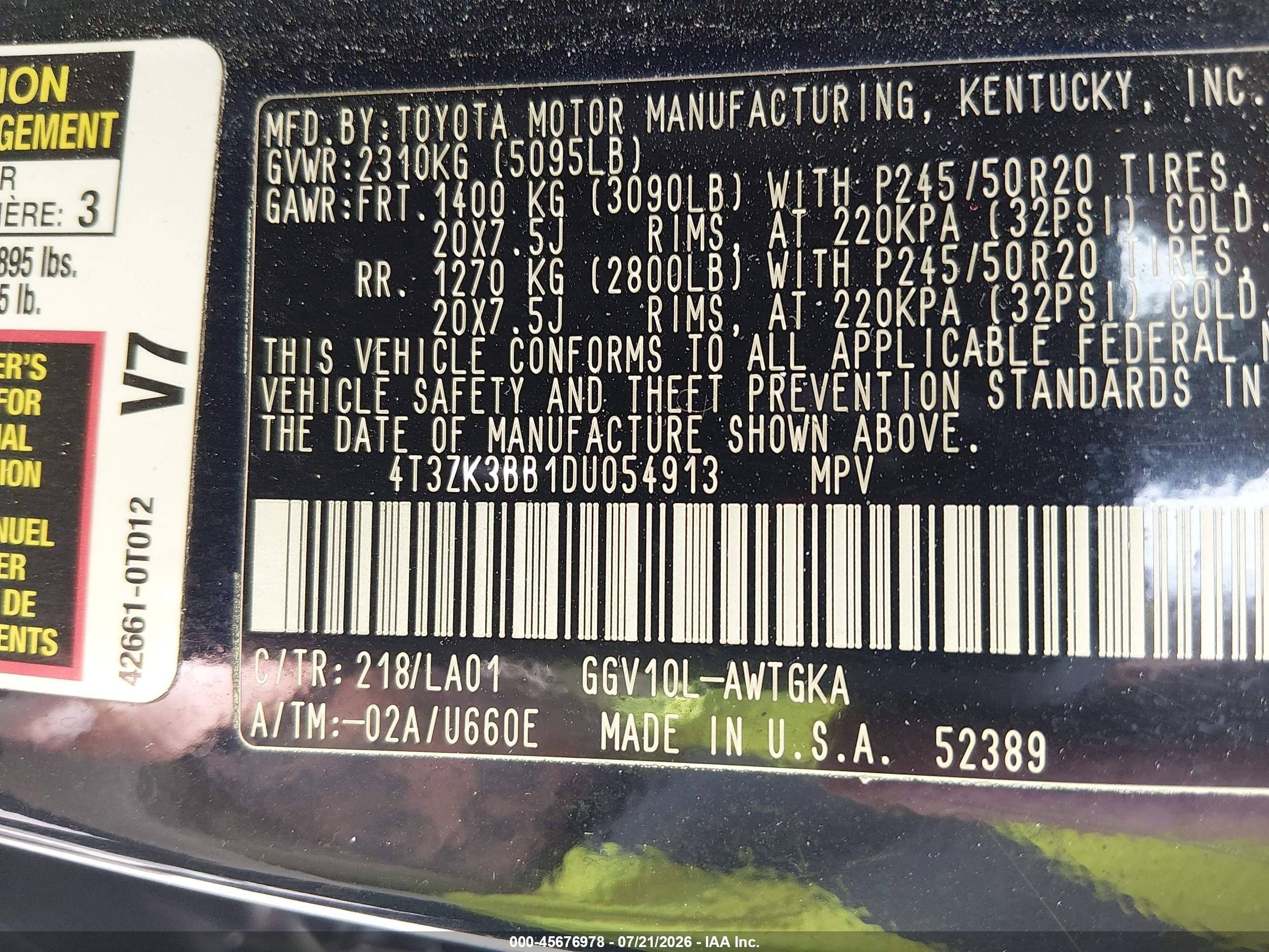 2013 Toyota Venza Xle V6 Black vin: 4T3ZK3BB1DU054913
