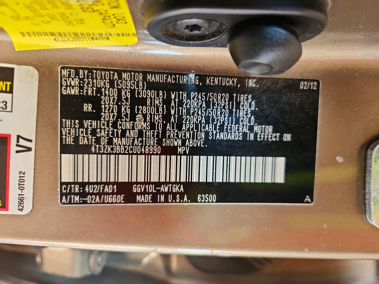 2012 Toyota Venza Le Brown vin: 4T3ZK3BB2CU048990