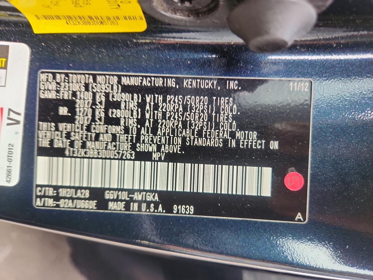2013 Toyota Venza Xle Black vin: 4T3ZK3BB3DU057263