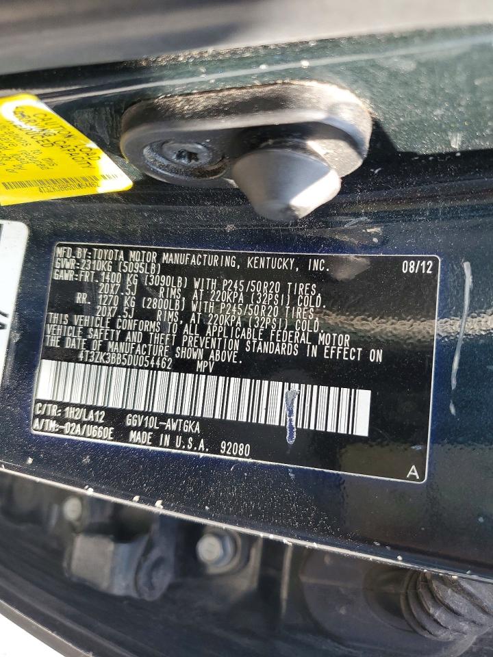 2013 Toyota Venza Limited Black vin: 4T3ZK3BB5DU054462