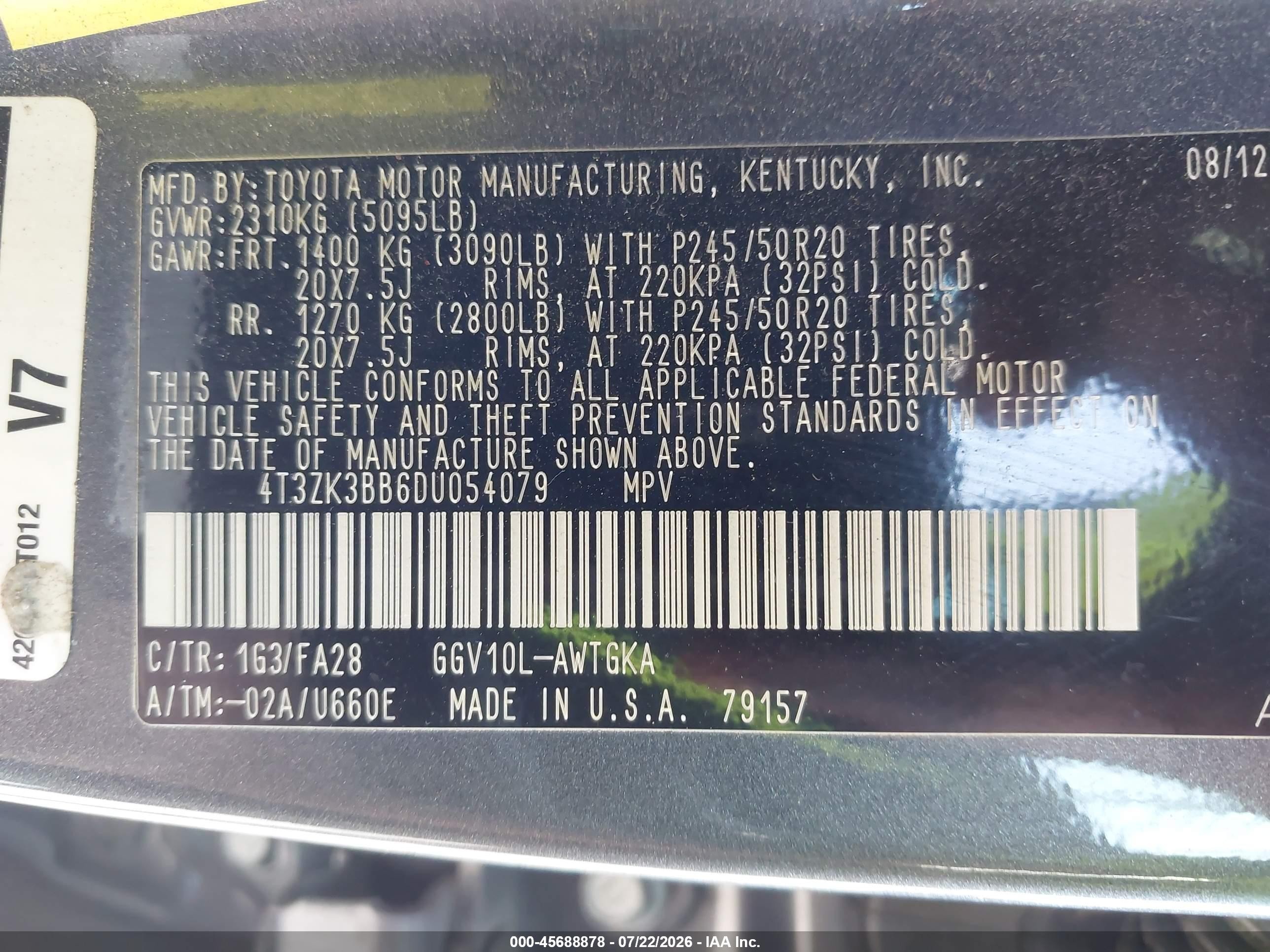 2013 Toyota Venza Le V6 Серый vin: 4T3ZK3BB6DU054079