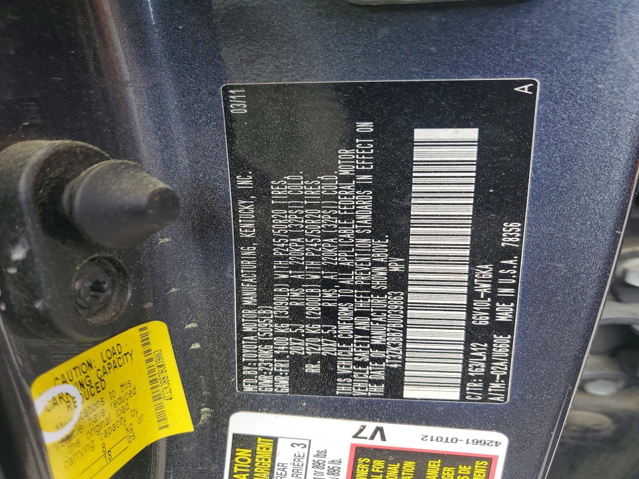 2011 Toyota Venza Fwd V6 Gray vin: 4T3ZK3BB7BU039863