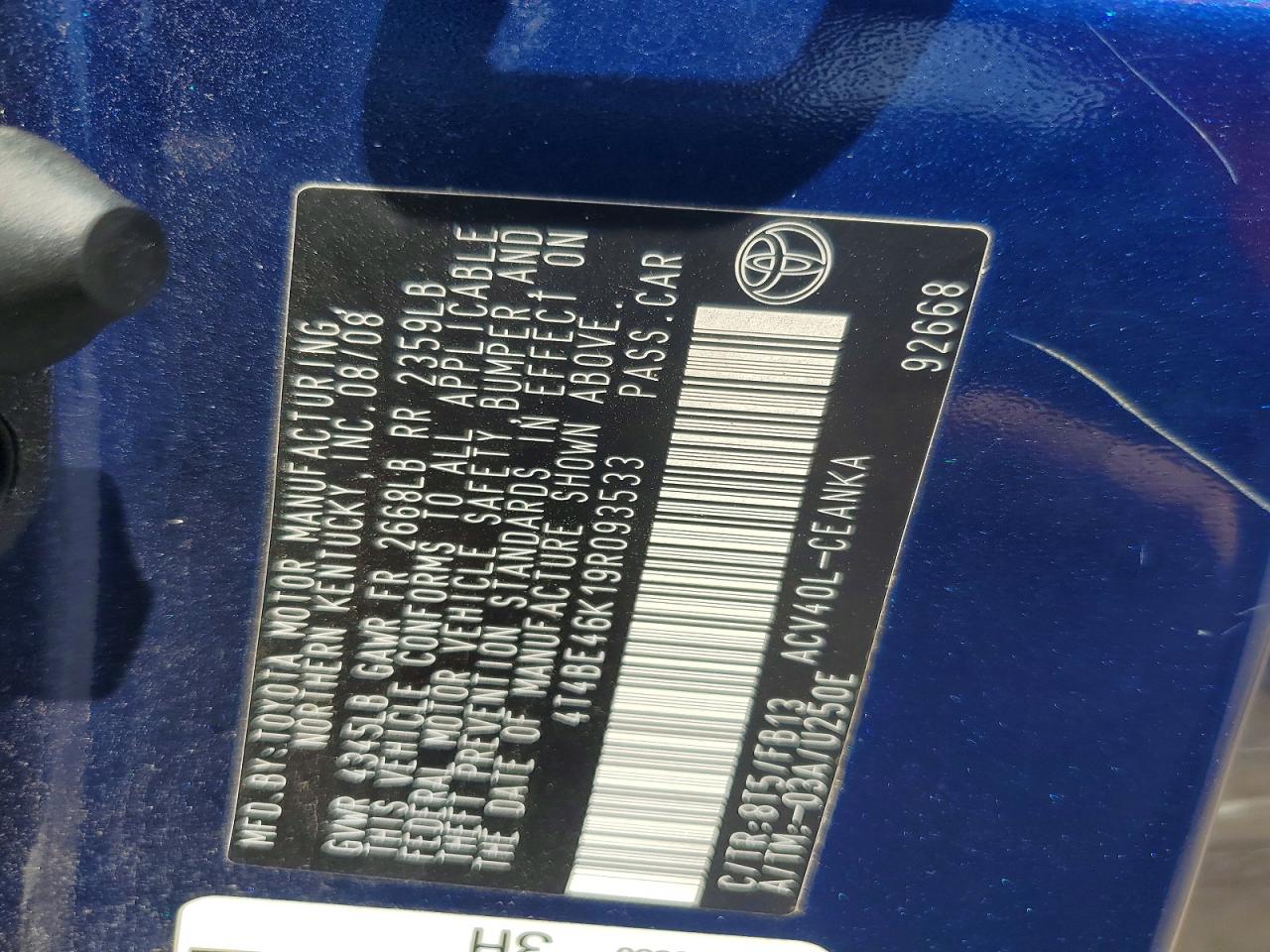 2009 Toyota Camry Le Blue vin: 4T4BE46K19R093533