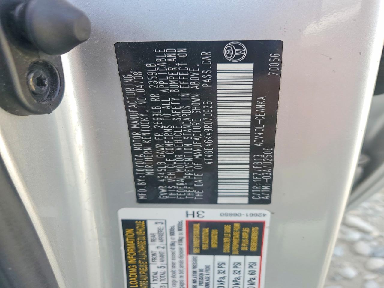 2009 Toyota Camry Le Silver vin: 4T4BE46K49R070926