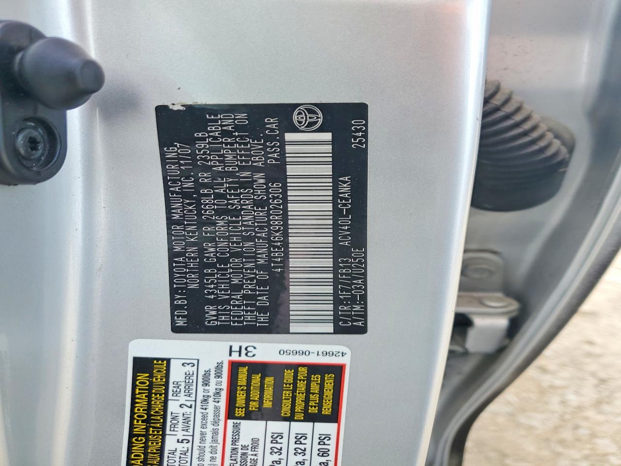 2008 Toyota Camry Le Черный vin: 4T4BE46K98R026306