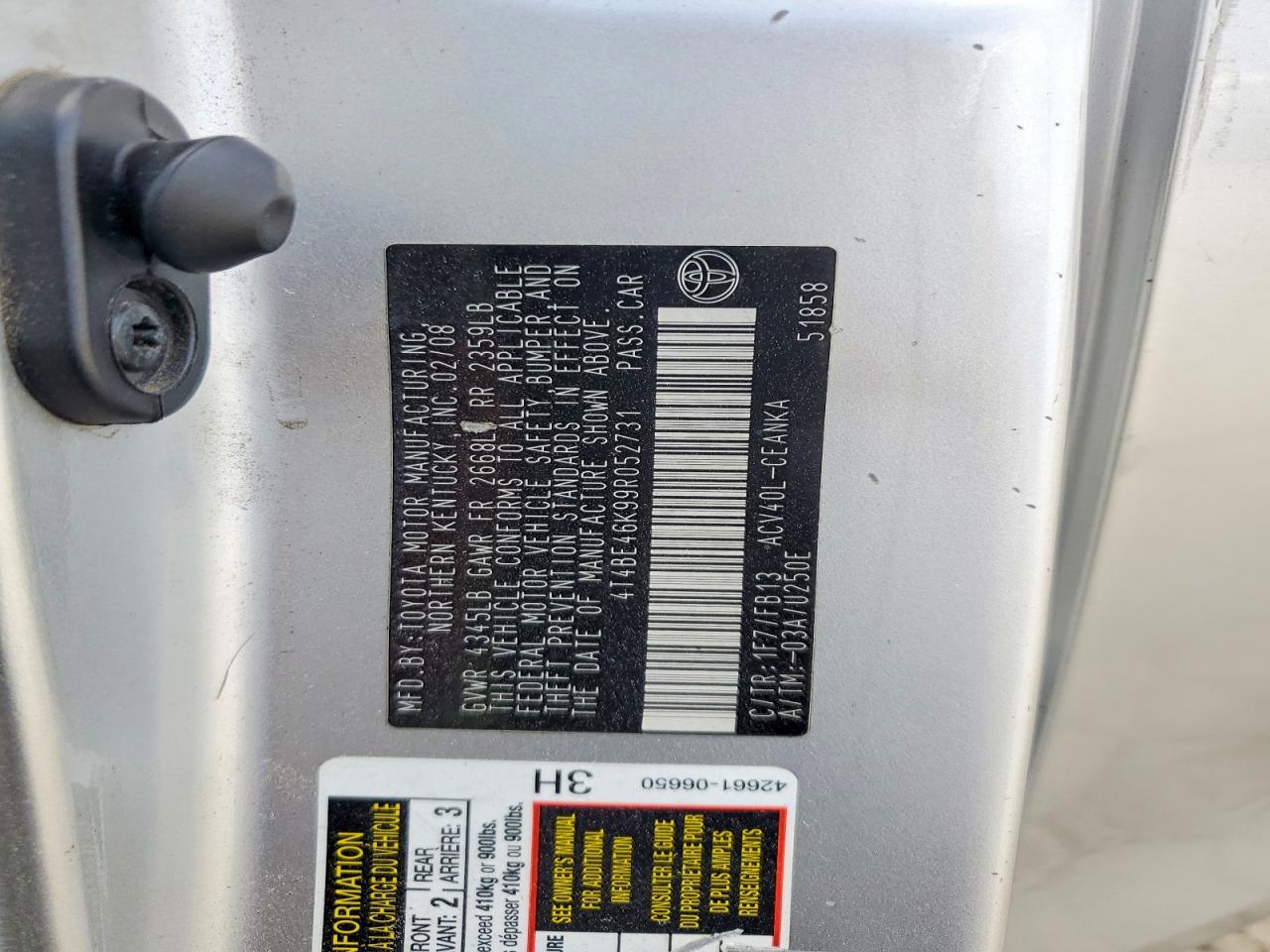 2009 Toyota Camry Le Серебряный vin: 4T4BE46K99R052731