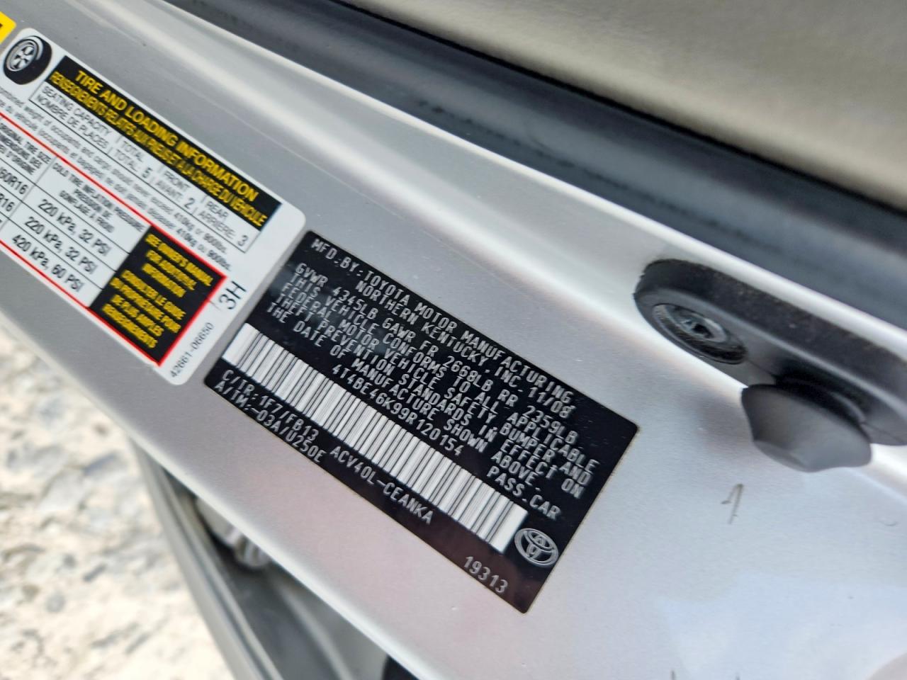 2009 Toyota Camry Le Серебряный vin: 4T4BE46K99R120154