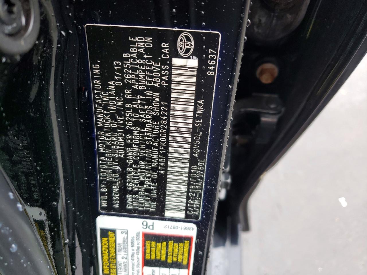 2013 Toyota Camry Le Black vin: 4T4BF1FK0DR284221