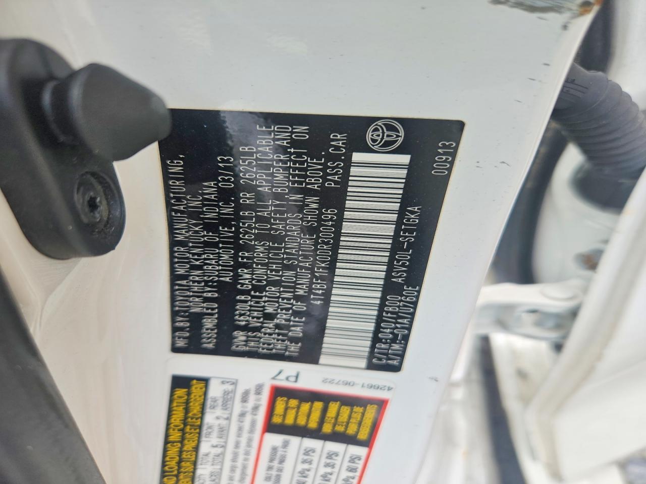 2013 Toyota Camry Xle White vin: 4T4BF1FK0DR300496
