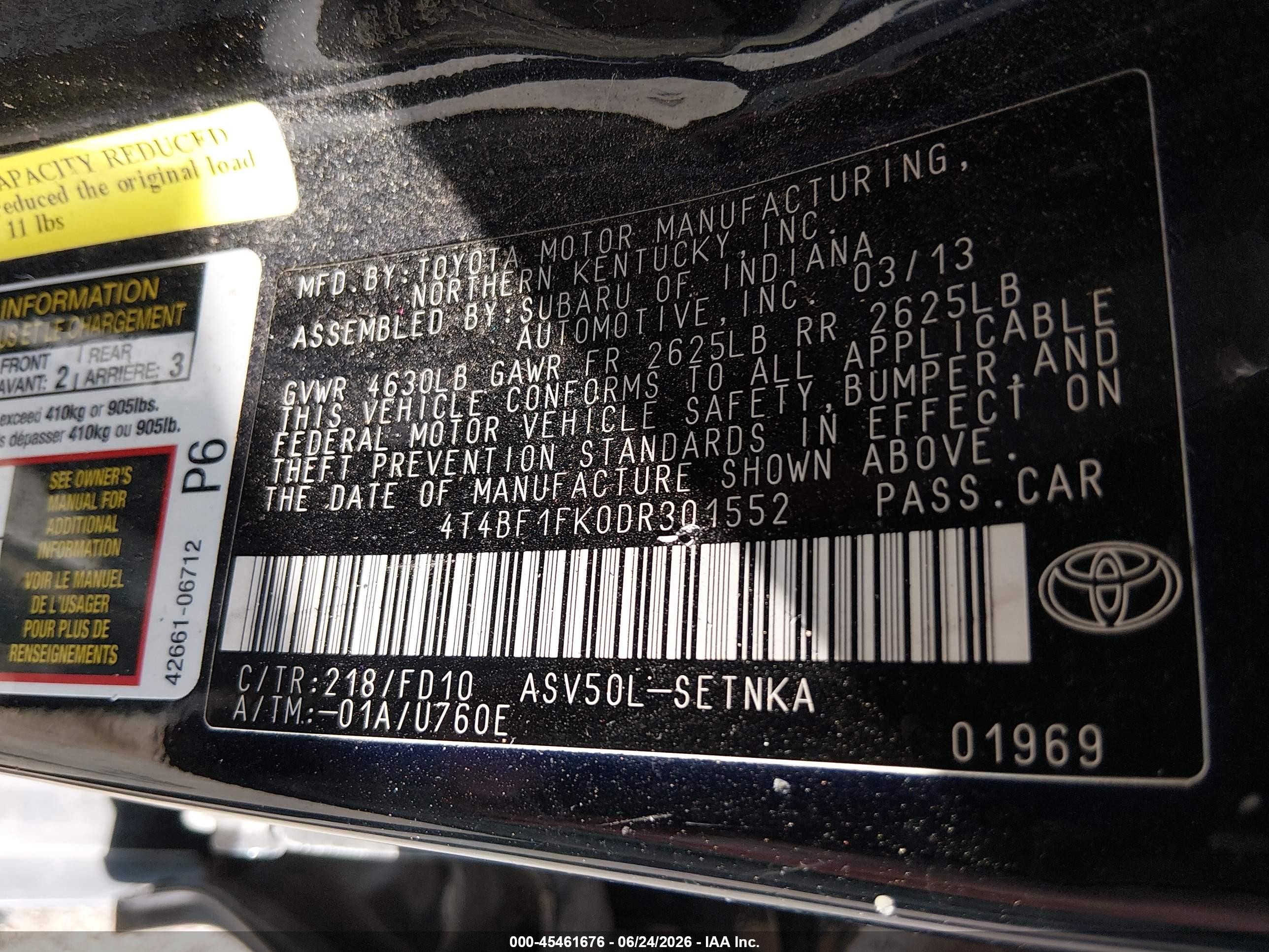 2013 Toyota Camry Le Black vin: 4T4BF1FK0DR301552