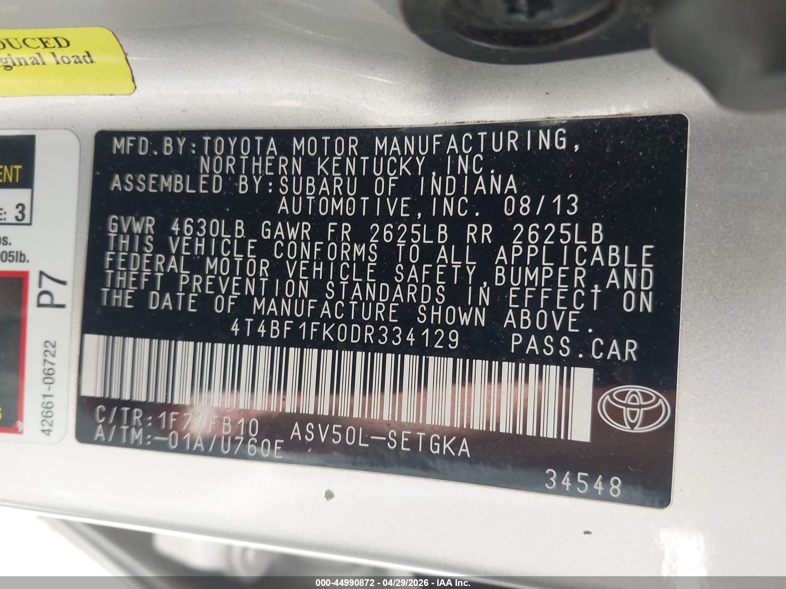 2013 Toyota Camry Xle Silver vin: 4T4BF1FK0DR334129