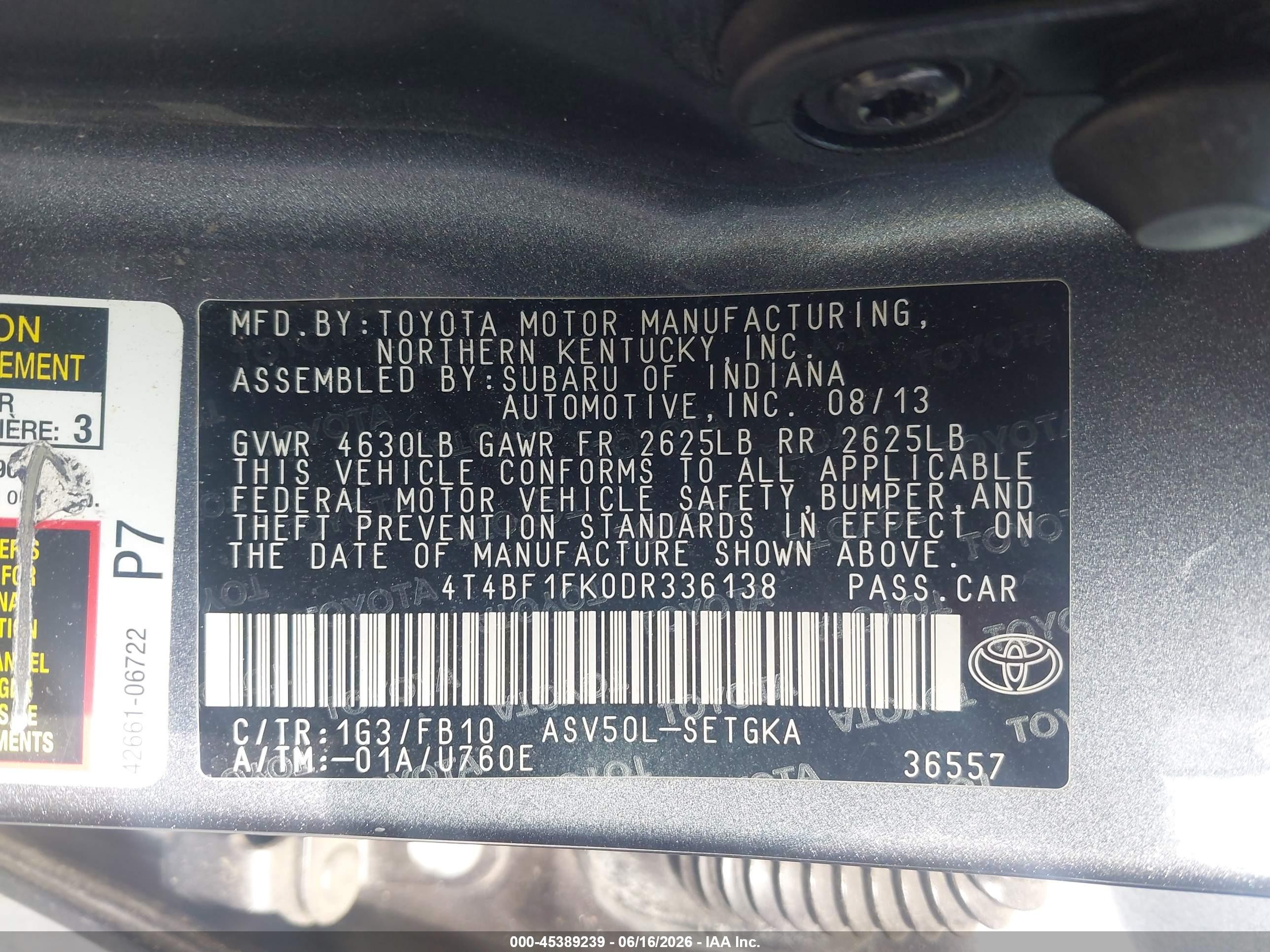 2013 Toyota Camry Xle Gray vin: 4T4BF1FK0DR336138