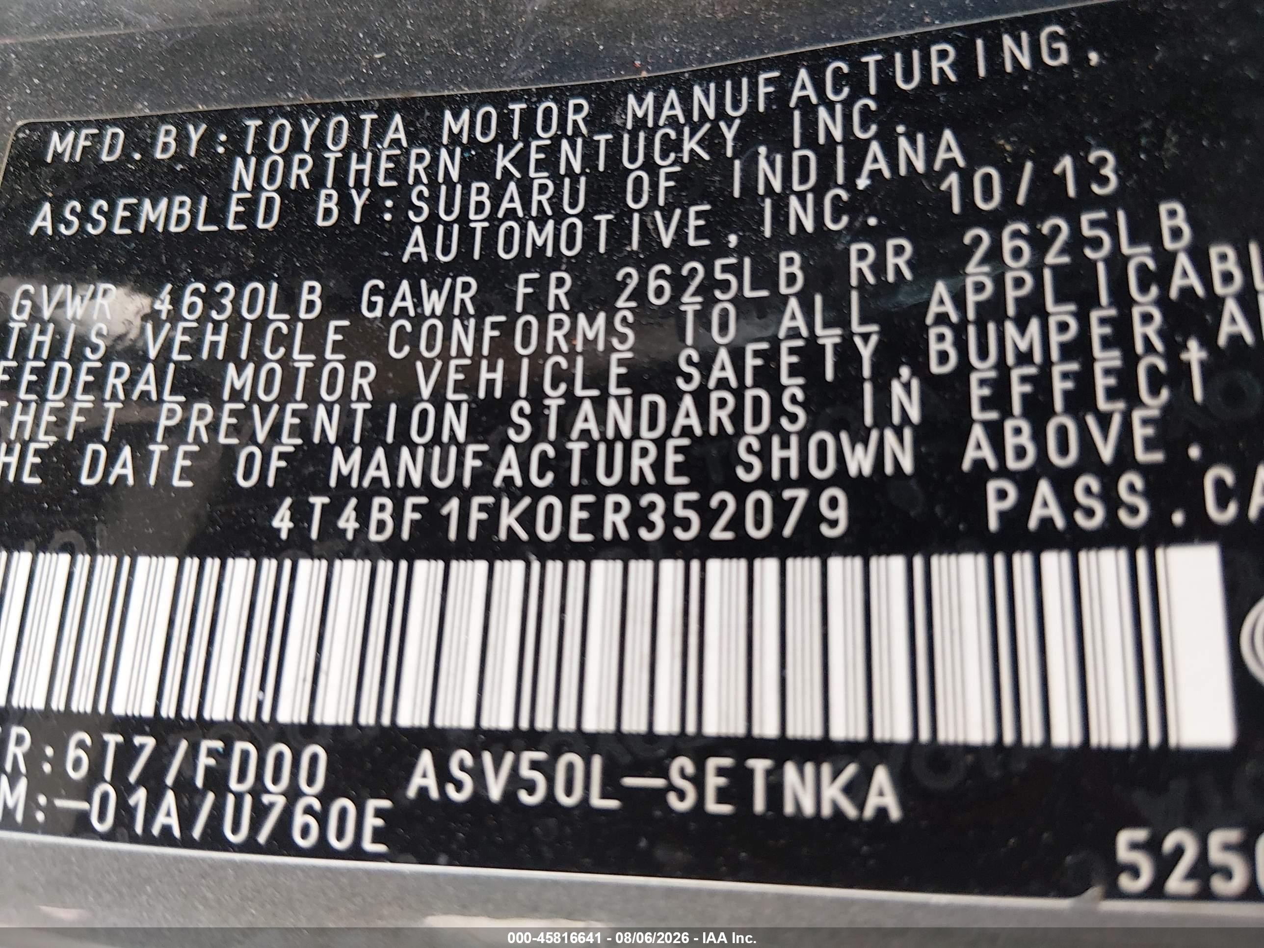 2014 Toyota Camry Le Green vin: 4T4BF1FK0ER352079