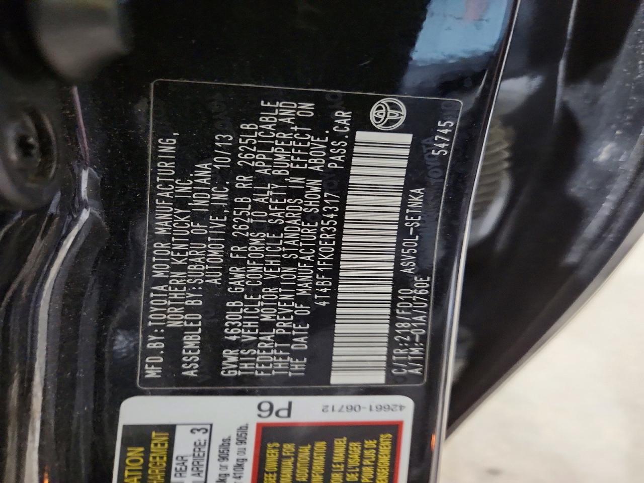 2014 Toyota Camry Le Black vin: 4T4BF1FK0ER354317