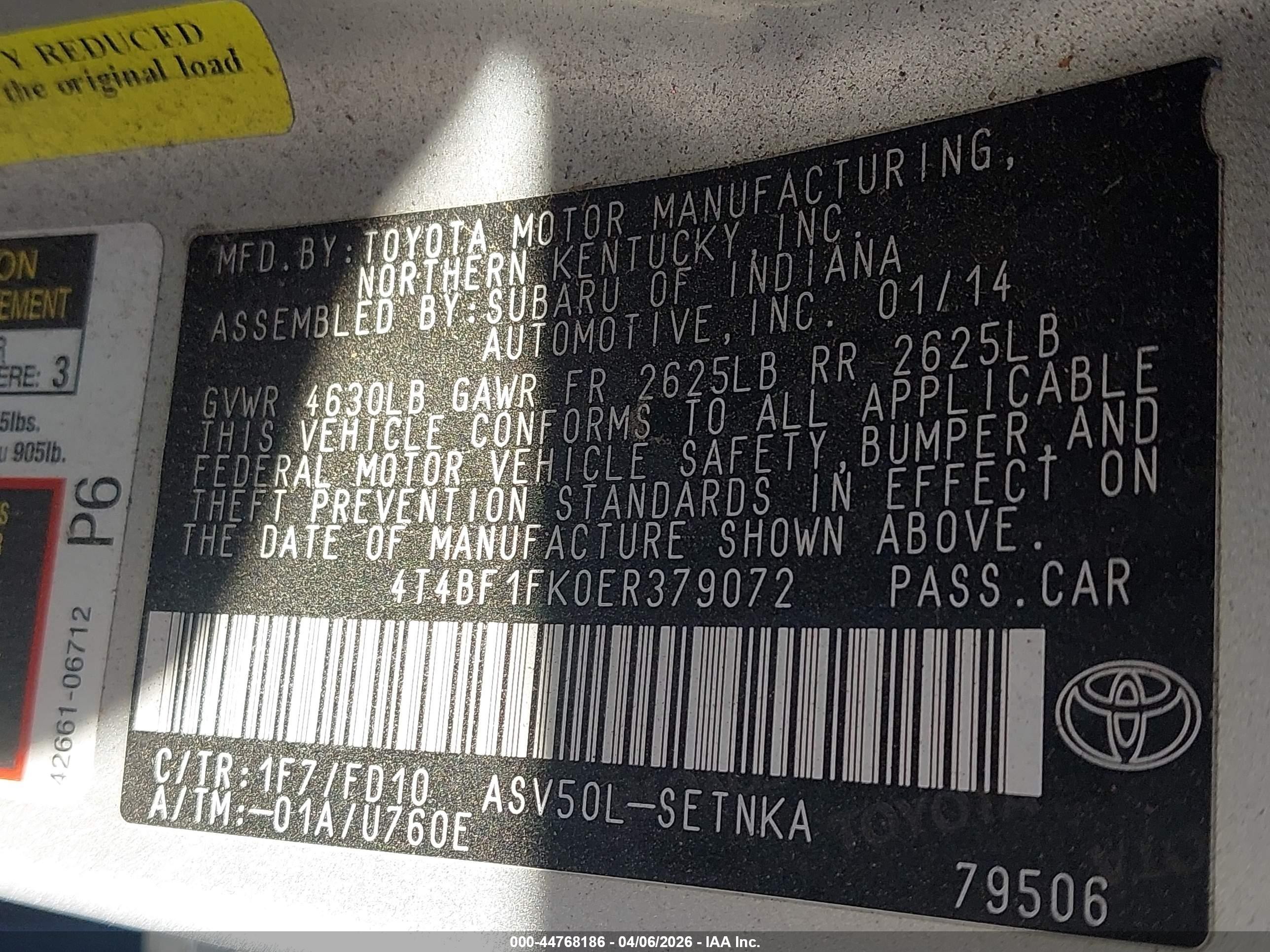 2014 Toyota Camry Le Silver vin: 4T4BF1FK0ER379072