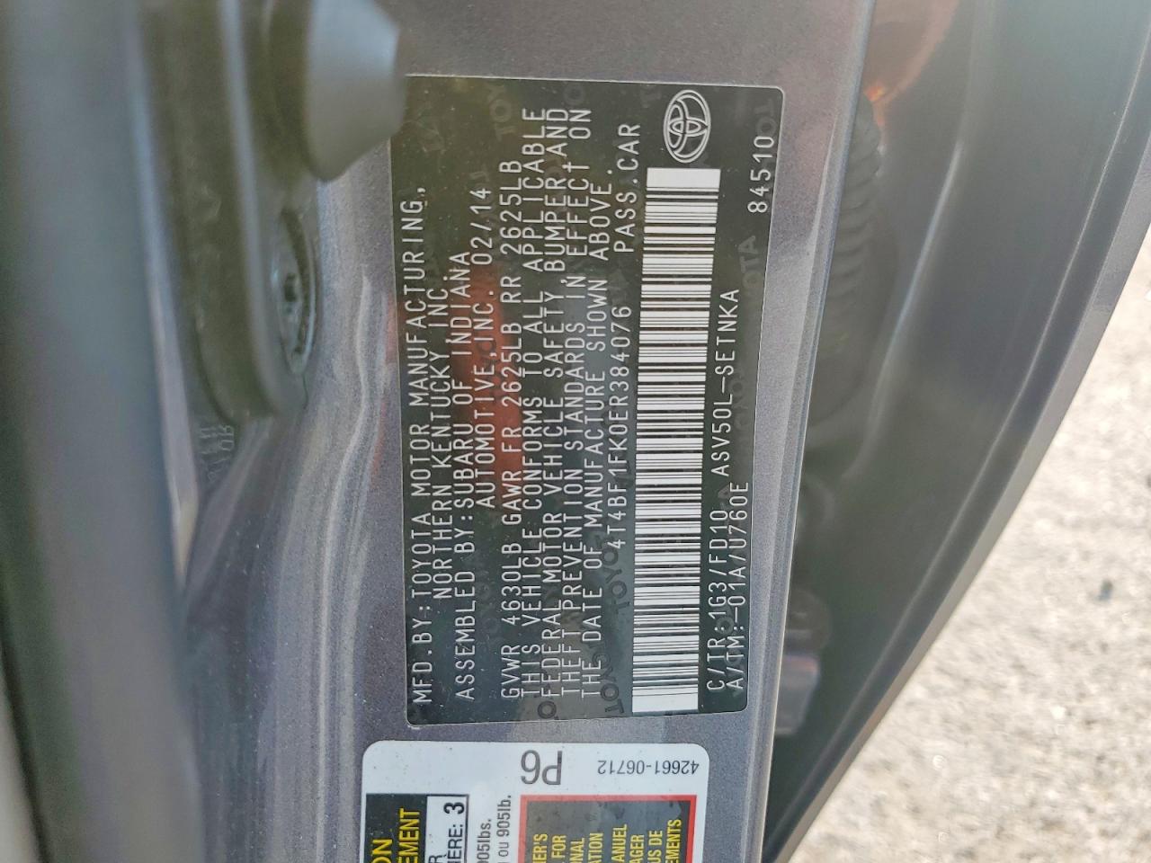 2014 Toyota Camry Le Gray vin: 4T4BF1FK0ER384076
