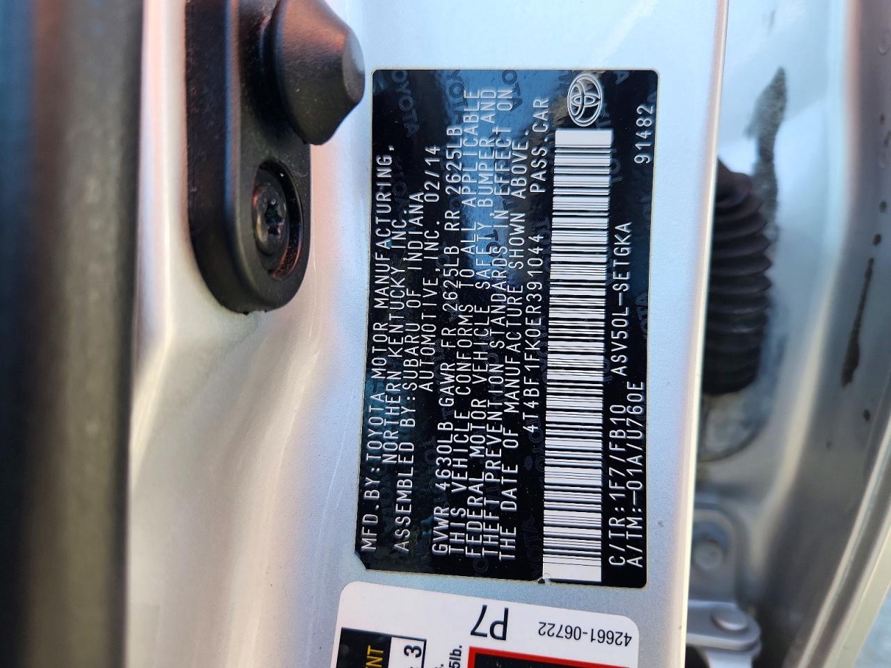 2014 Toyota Camry Xle Silver vin: 4T4BF1FK0ER391044