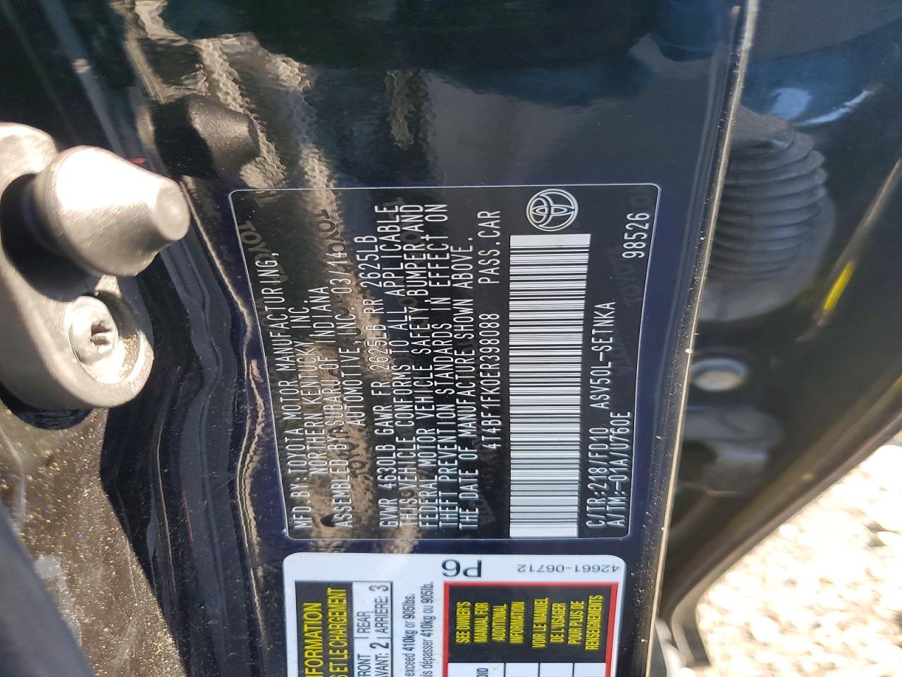 2014 Toyota Camry Le Black vin: 4T4BF1FK0ER398088