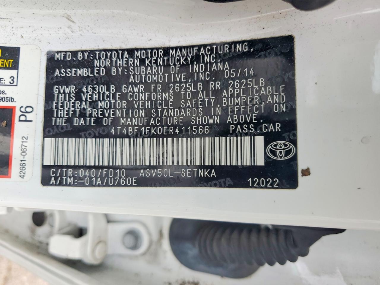 2014 Toyota Camry Le White vin: 4T4BF1FK0ER411566