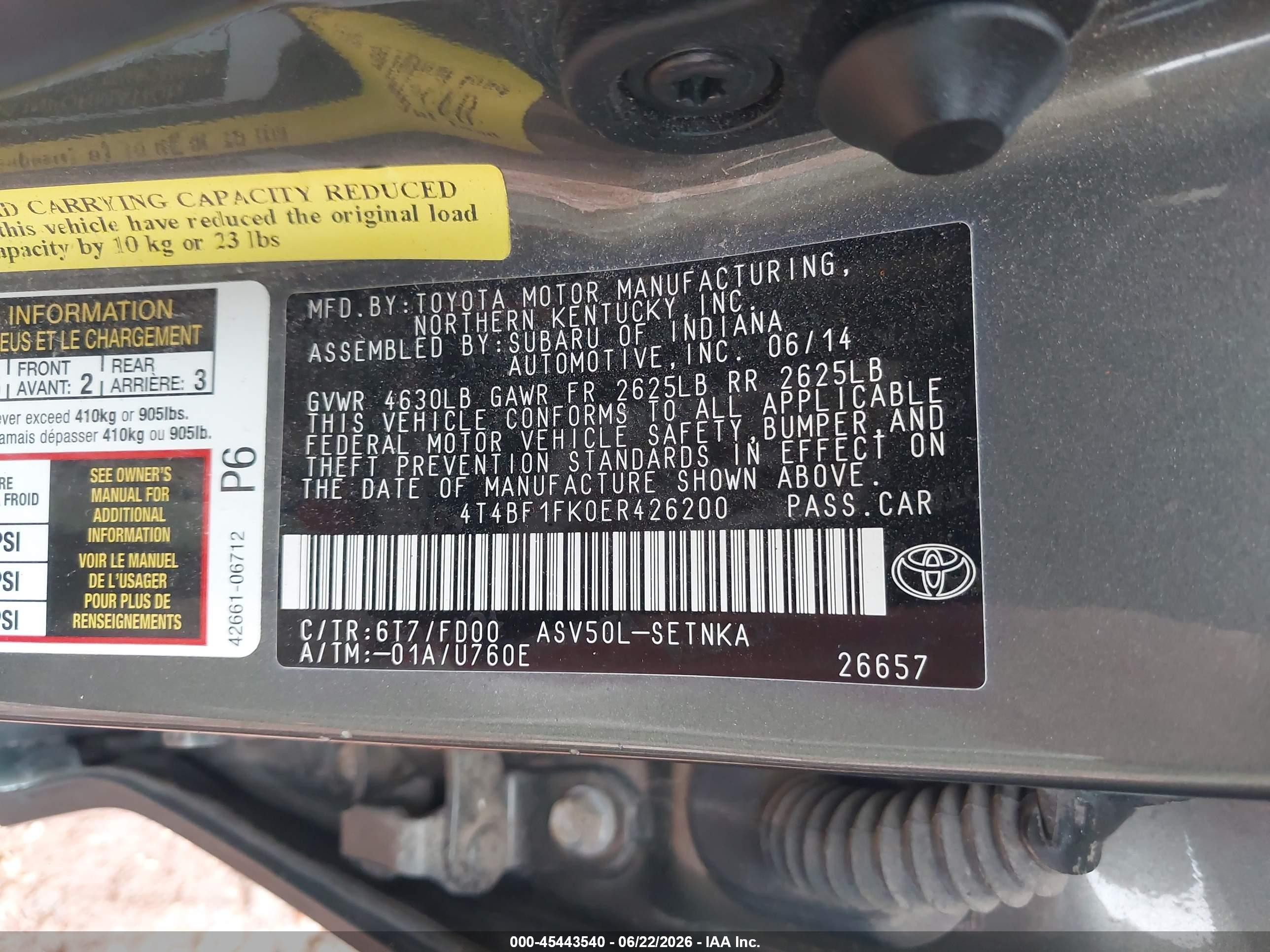 2014 Toyota Camry Le Gray vin: 4T4BF1FK0ER426200