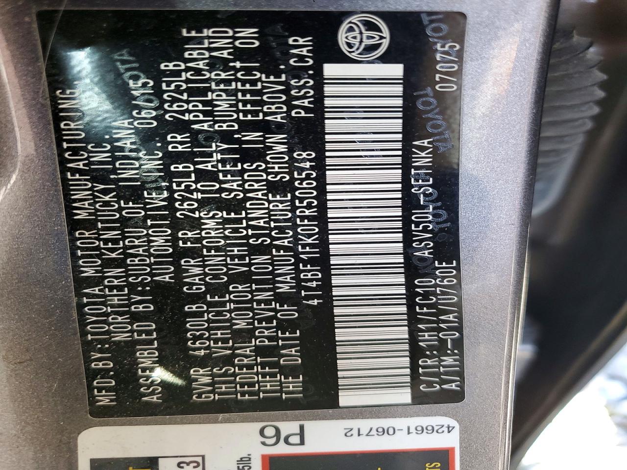2015 Toyota Camry Le Gray vin: 4T4BF1FK0FR506548