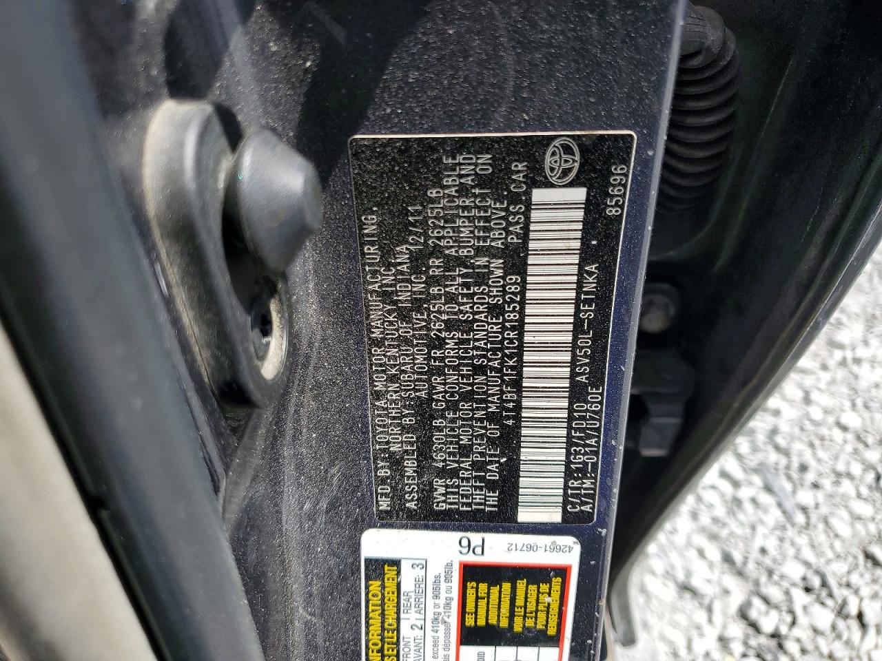 2012 Toyota Camry Le Gray vin: 4T4BF1FK1CR185289