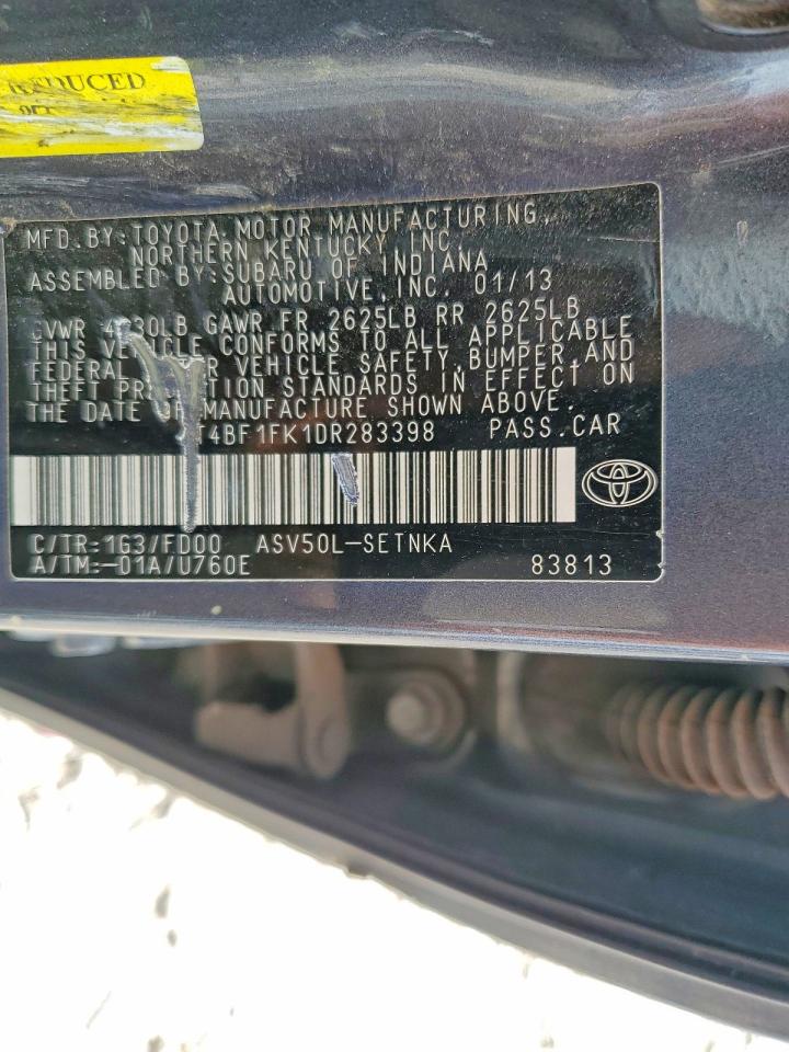 2013 Toyota Camry Le Gray vin: 4T4BF1FK1DR283398