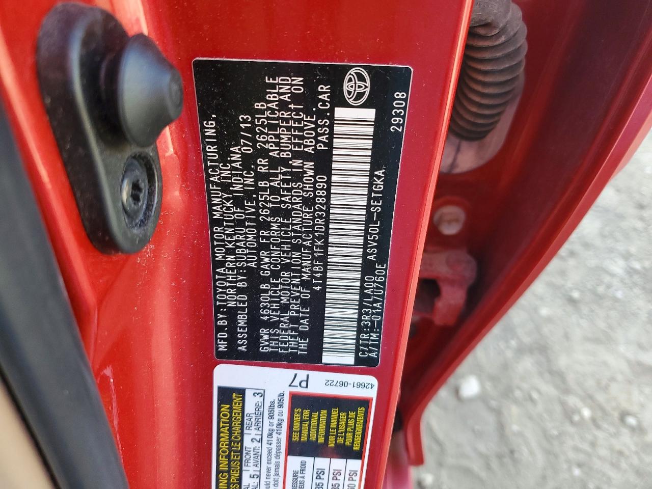 2013 Toyota Camry Xle Красный vin: 4T4BF1FK1DR328890
