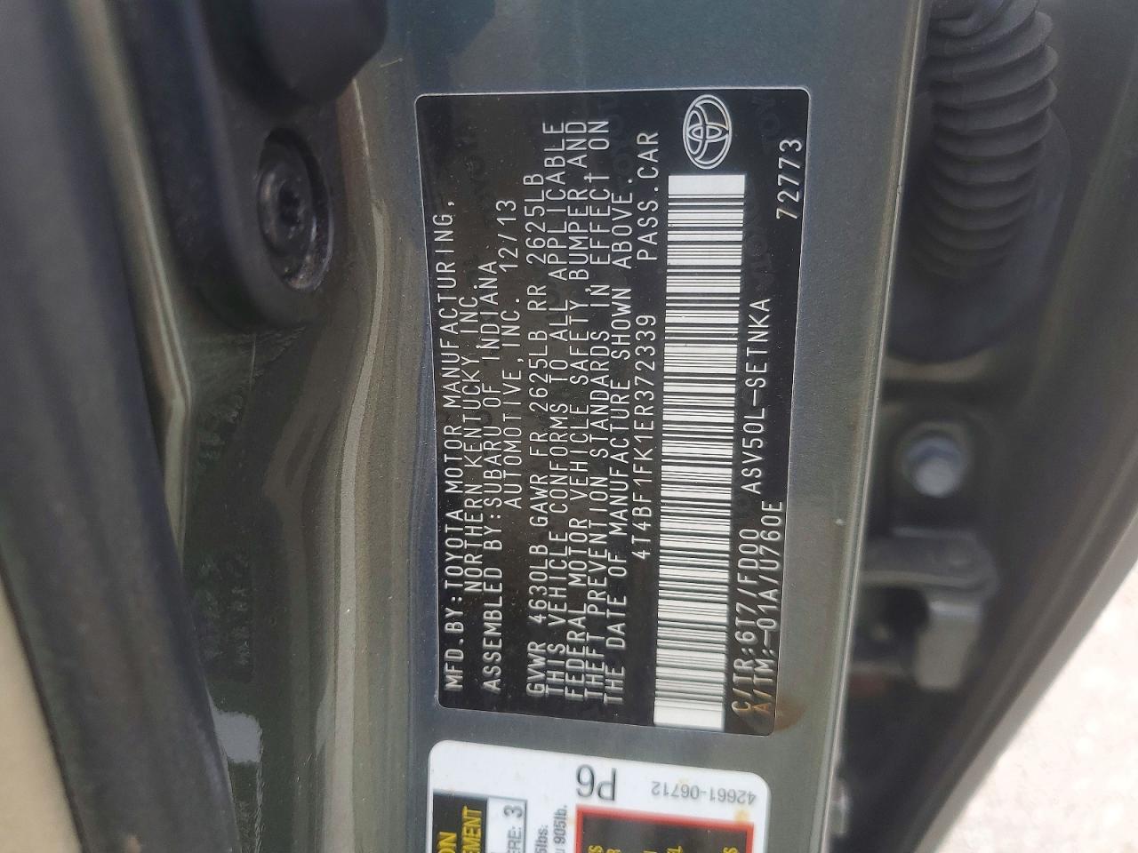 2014 Toyota Camry Le Green vin: 4T4BF1FK1ER372339