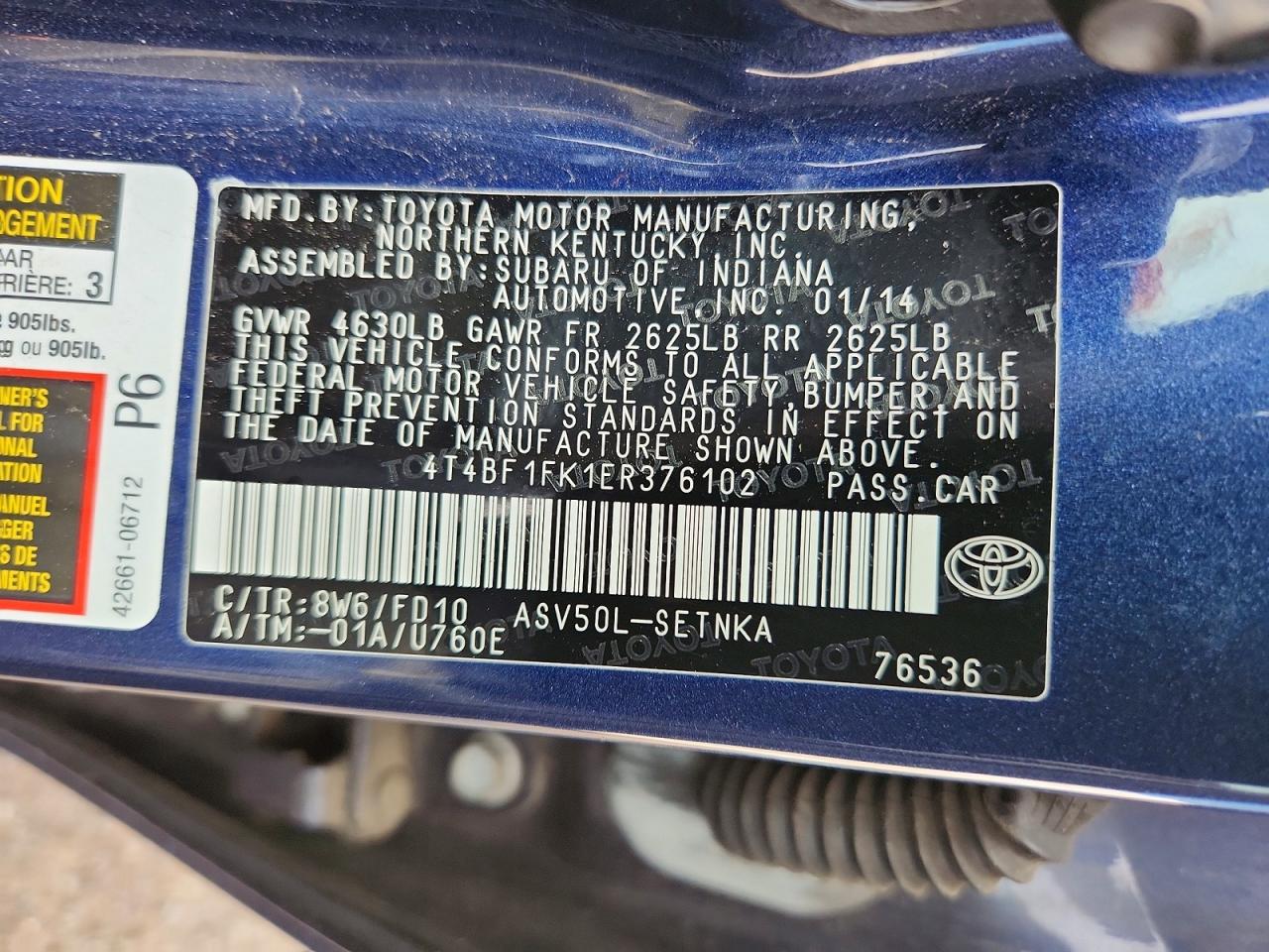 2014 Toyota Camry Le Blue vin: 4T4BF1FK1ER376102