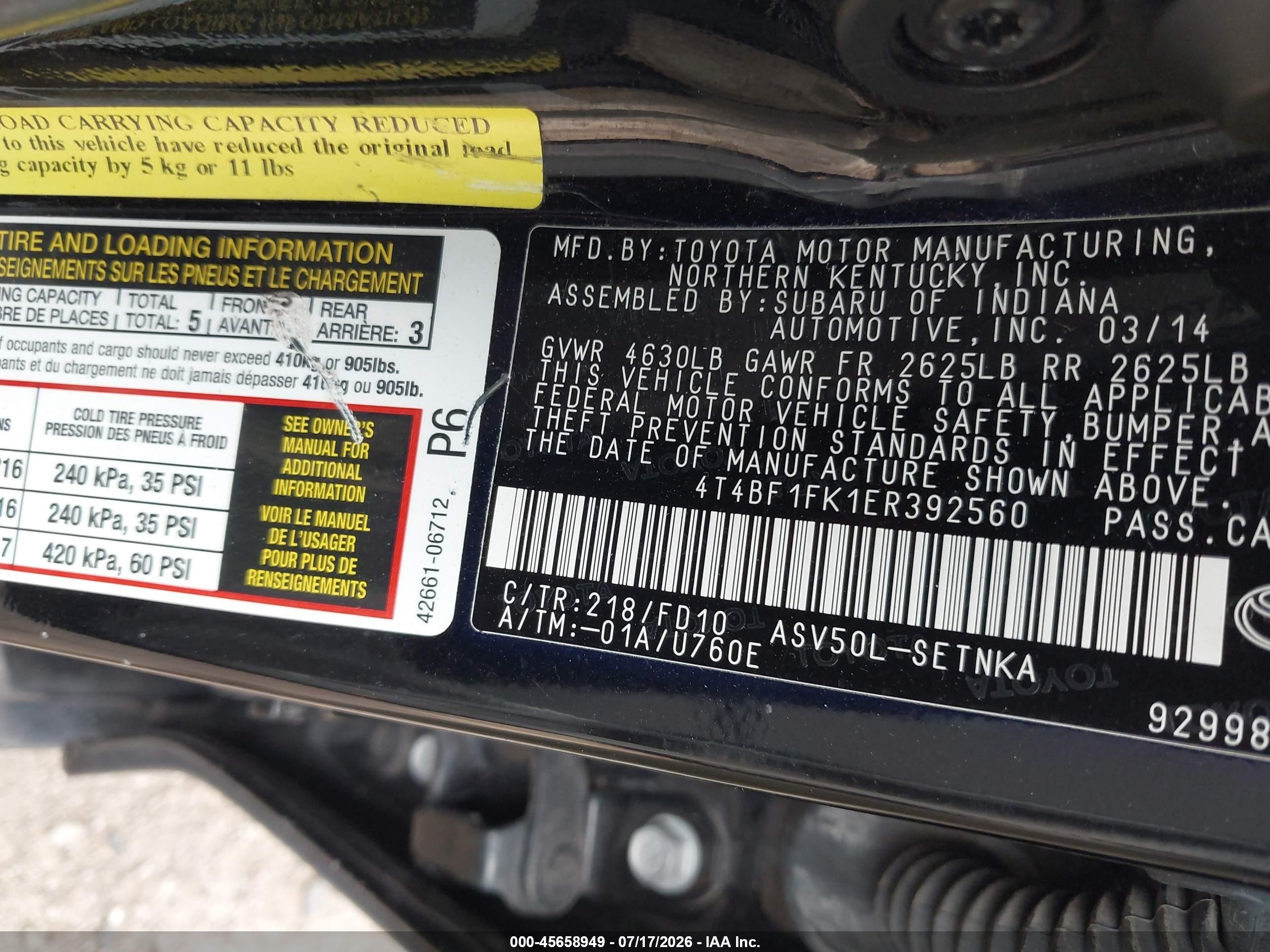 2014 Toyota Camry Le Черный vin: 4T4BF1FK1ER392560
