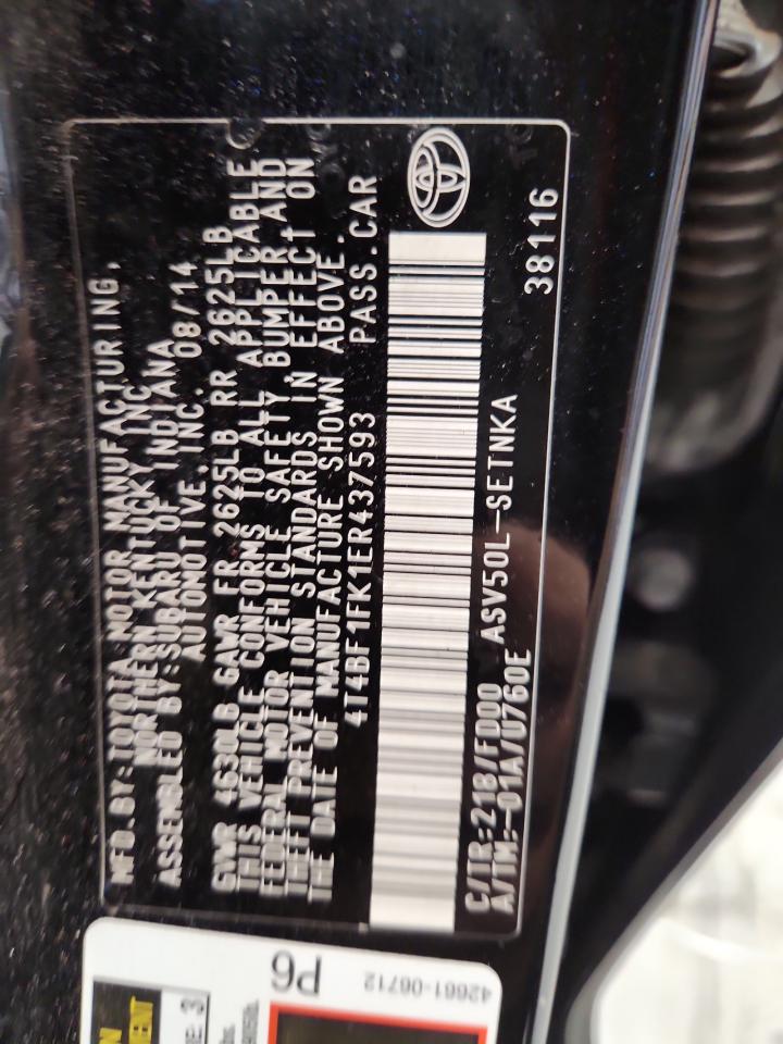 2014 Toyota Camry Le Black vin: 4T4BF1FK1ER437593