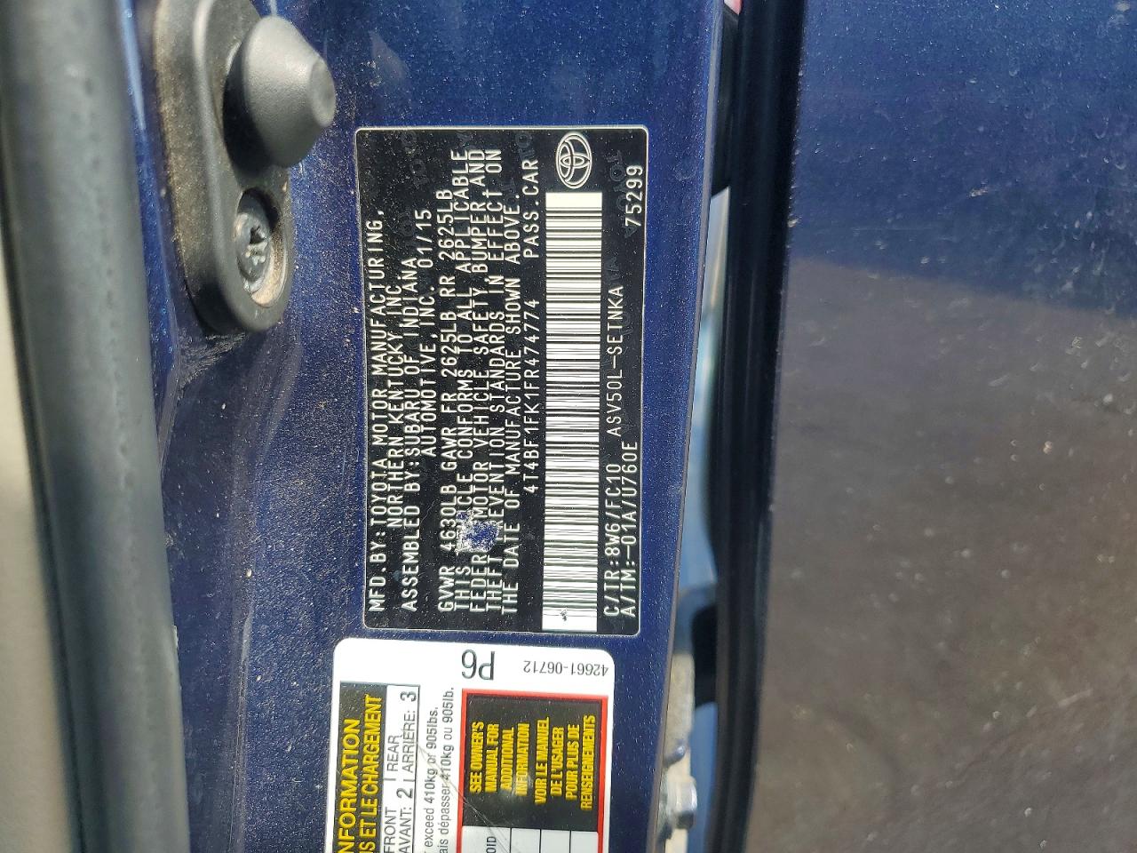 2015 Toyota Camry Le Blue vin: 4T4BF1FK1FR474774