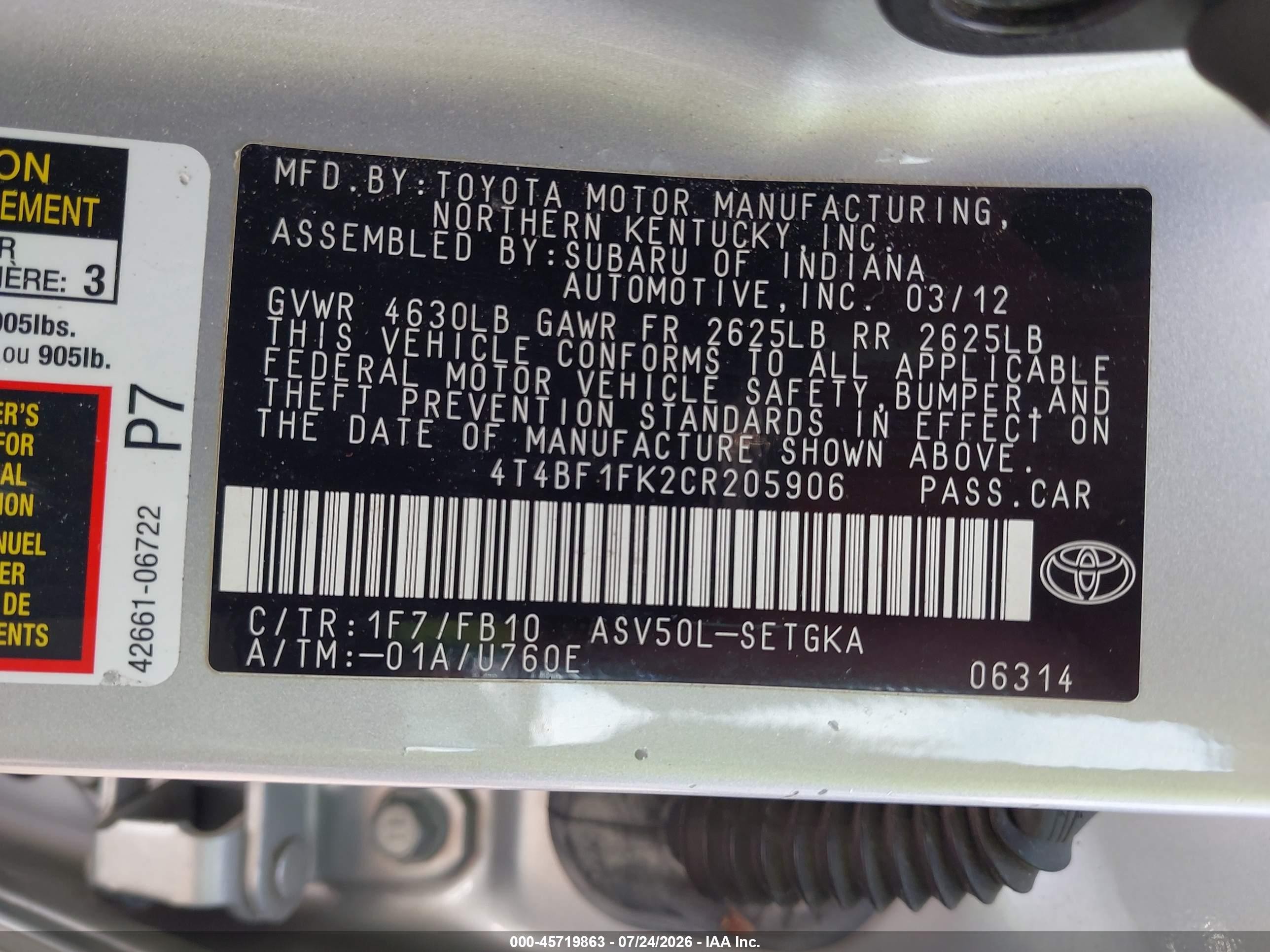 2012 Toyota Camry Xle Серебряный vin: 4T4BF1FK2CR205906