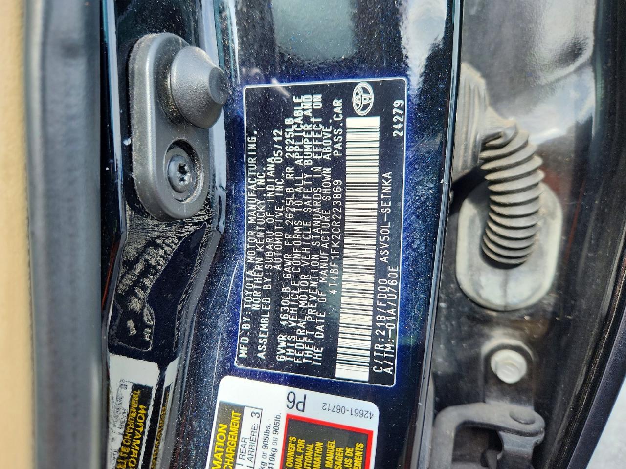 2012 Toyota Camry Le Черный vin: 4T4BF1FK2CR223869