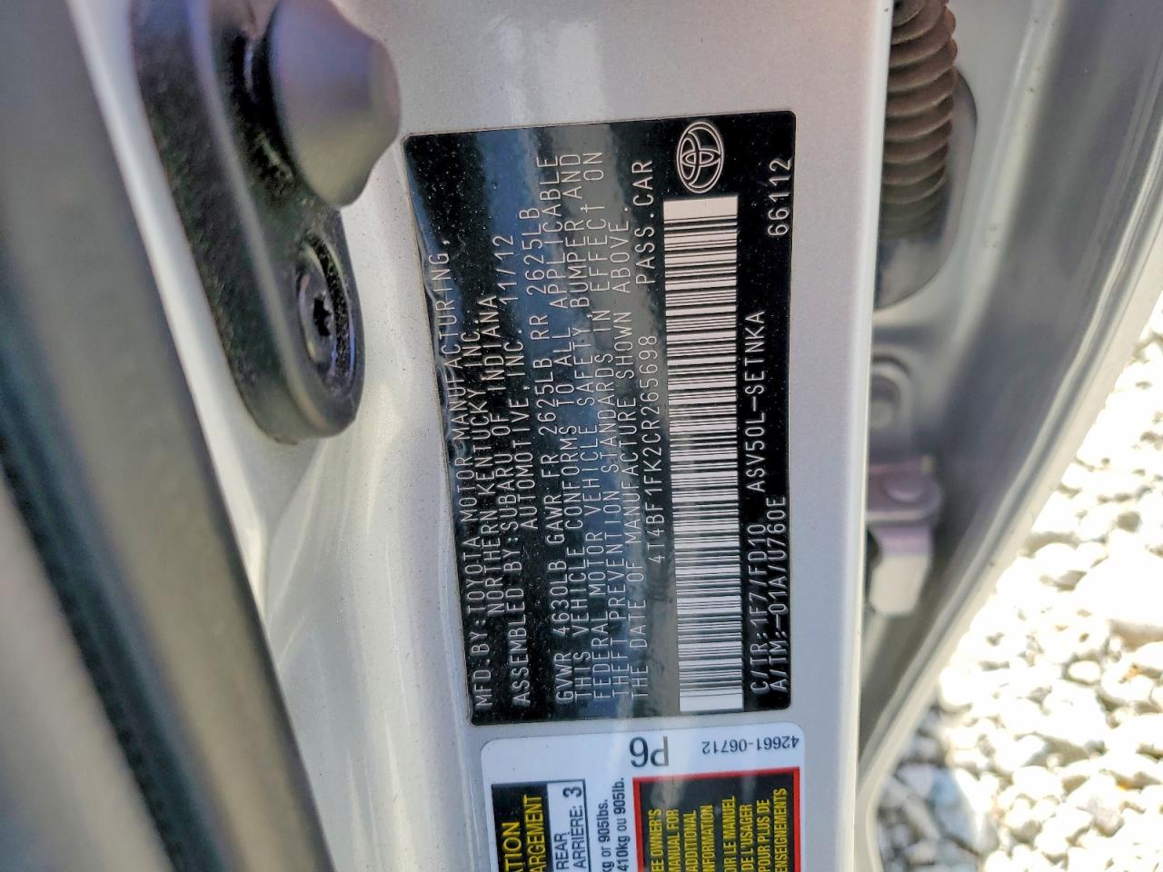 2012 Toyota Camry Le Серебряный vin: 4T4BF1FK2CR265698