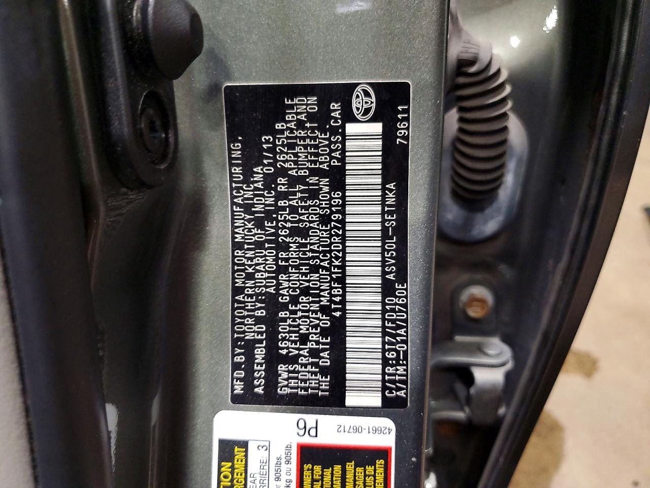 2013 Toyota Camry Le Серый vin: 4T4BF1FK2DR279196