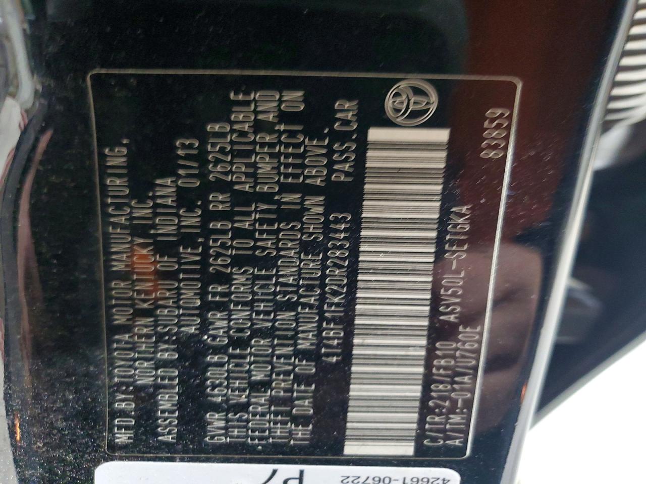 2013 Toyota Camry L Черный vin: 4T4BF1FK2DR283443