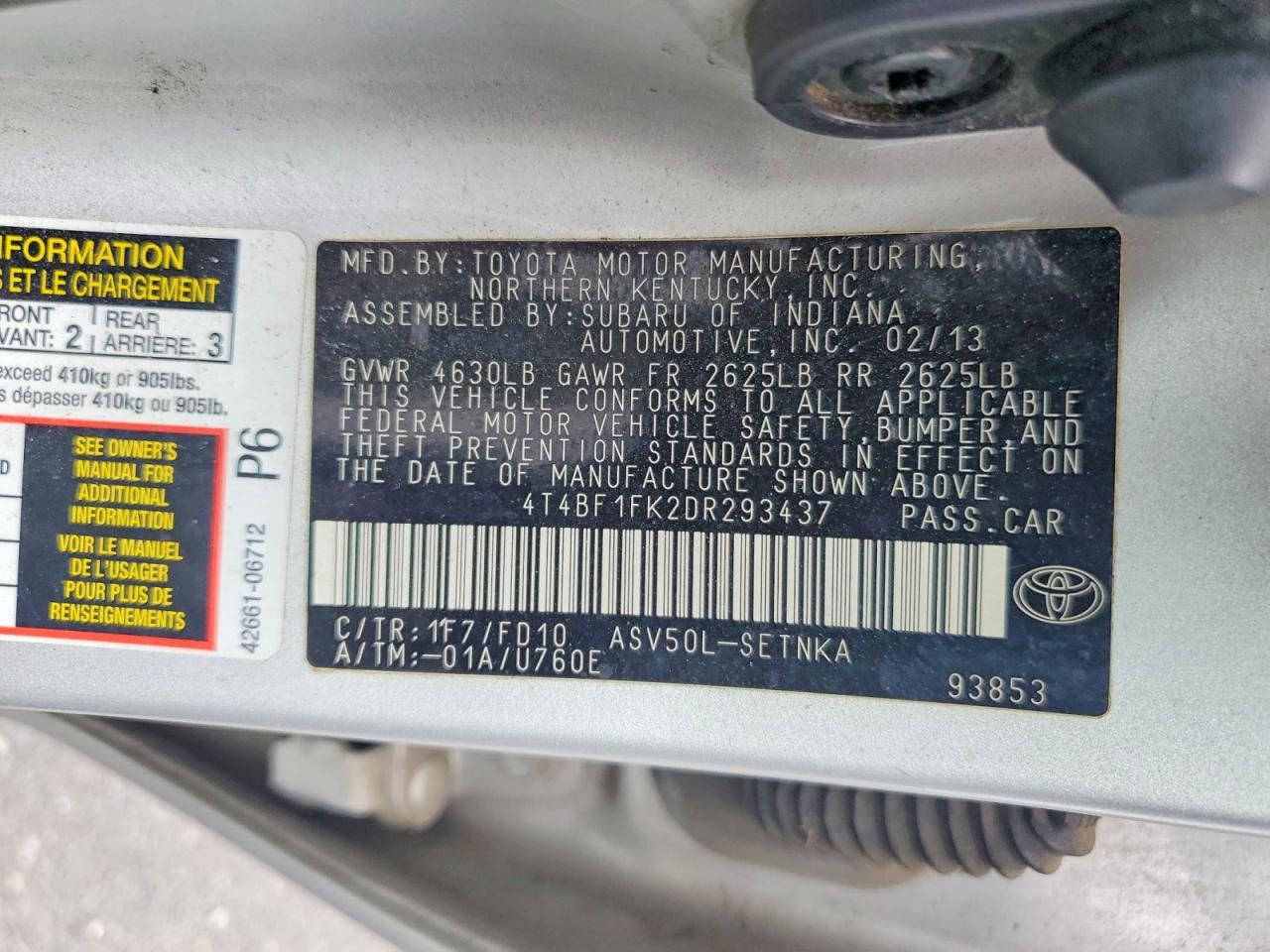 2013 Toyota Camry Silver vin: 4T4BF1FK2DR293437