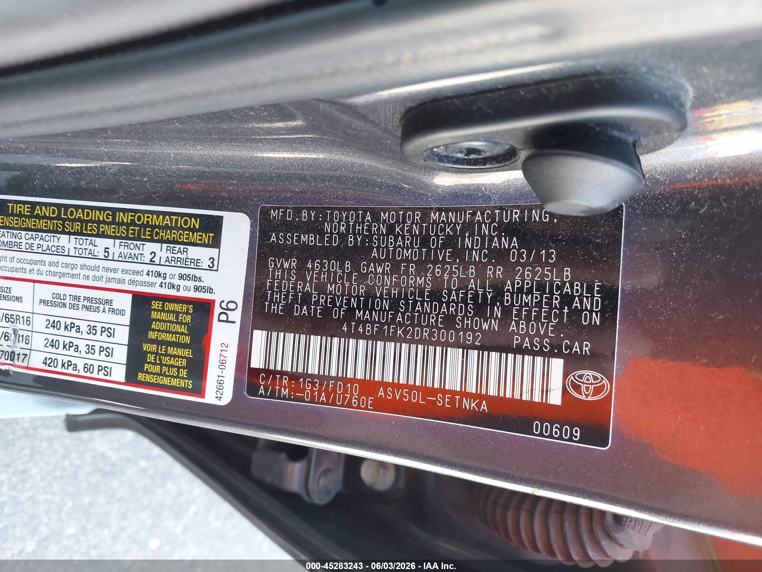 2013 Toyota Camry Le Gray vin: 4T4BF1FK2DR300192