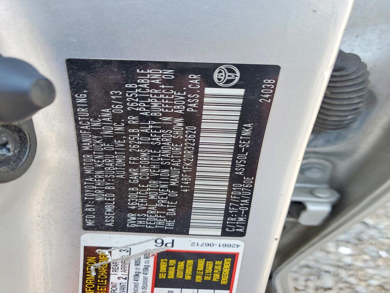 2013 Toyota Camry Le Серебряный vin: 4T4BF1FK2DR323620