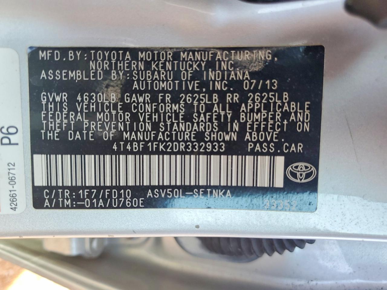 2013 Toyota Camry Le Silver vin: 4T4BF1FK2DR332933