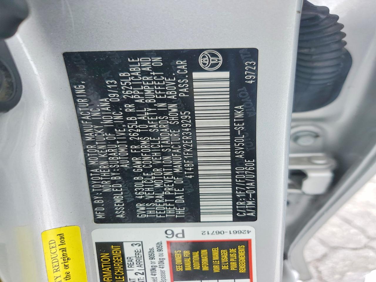 2014 Toyota Camry Le Silver vin: 4T4BF1FK2ER349295