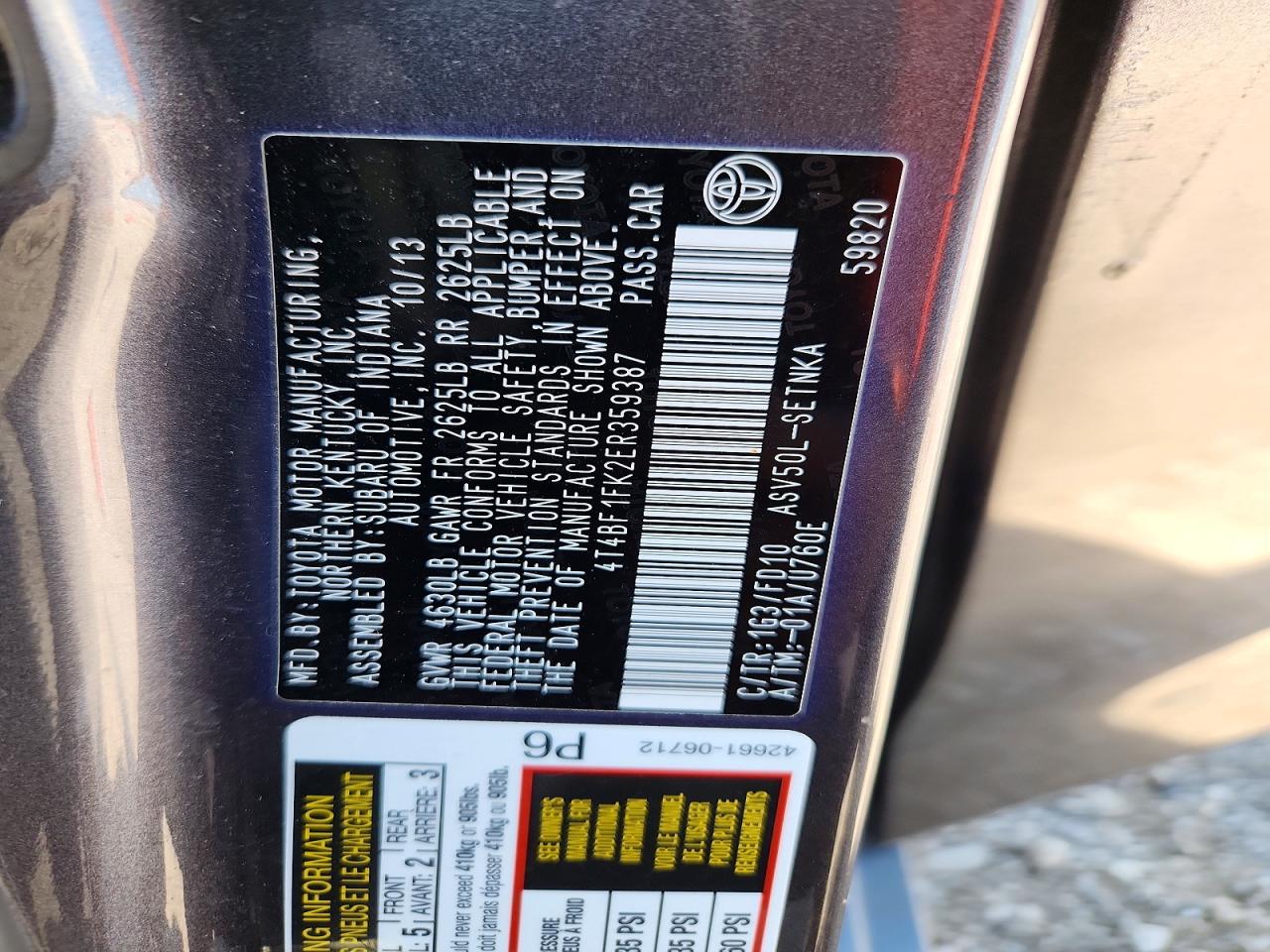 2014 Toyota Camry Le Серый vin: 4T4BF1FK2ER359387