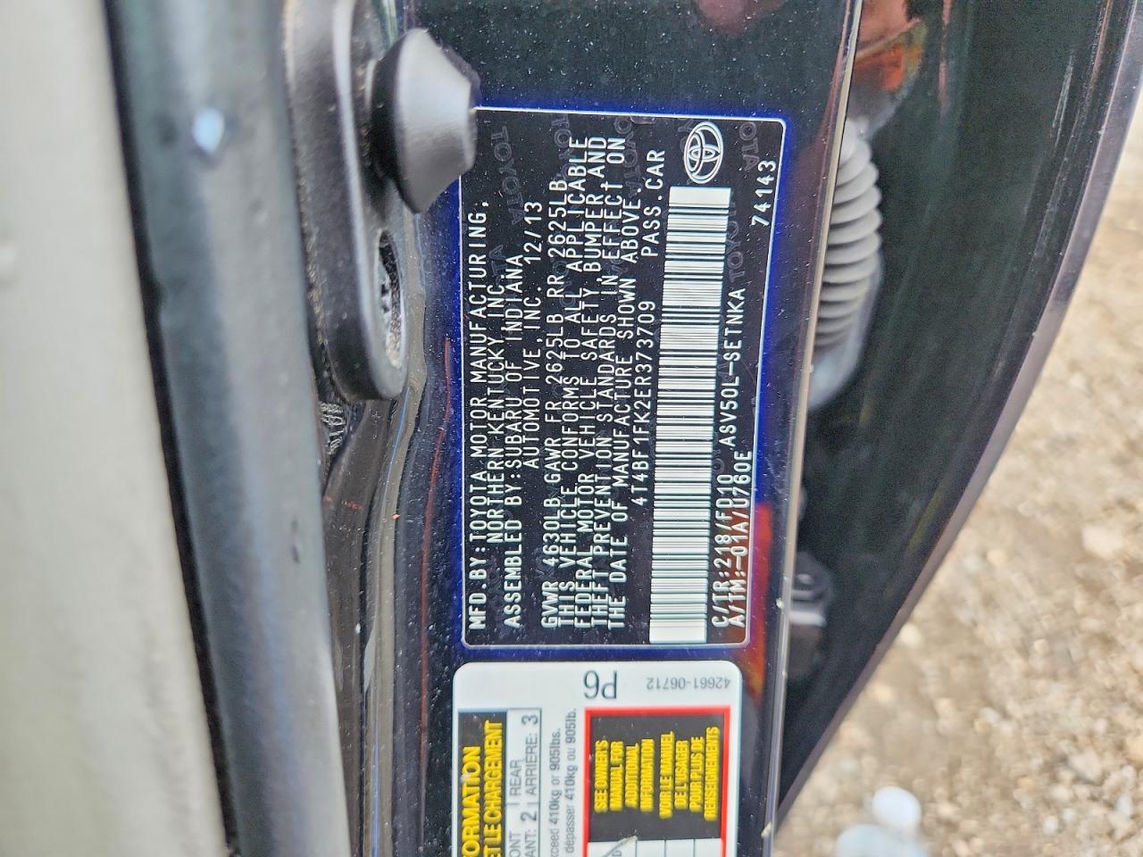 2014 Toyota Camry Le Black vin: 4T4BF1FK2ER373709